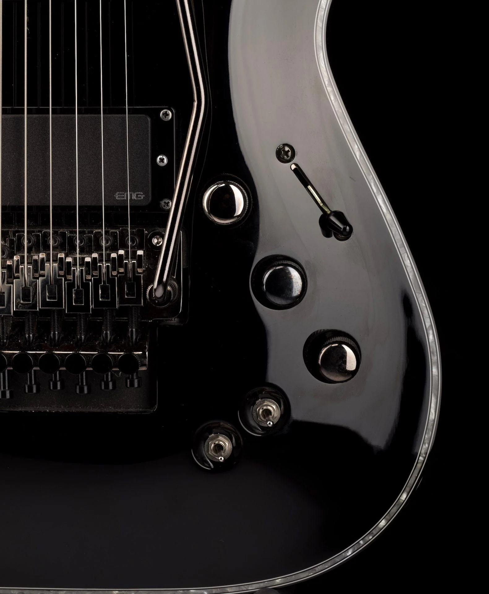 Pre Owned Schecter Hellraiser 6 C-1 FR S Gloss Black Electric Guitar With Bag - Image 7