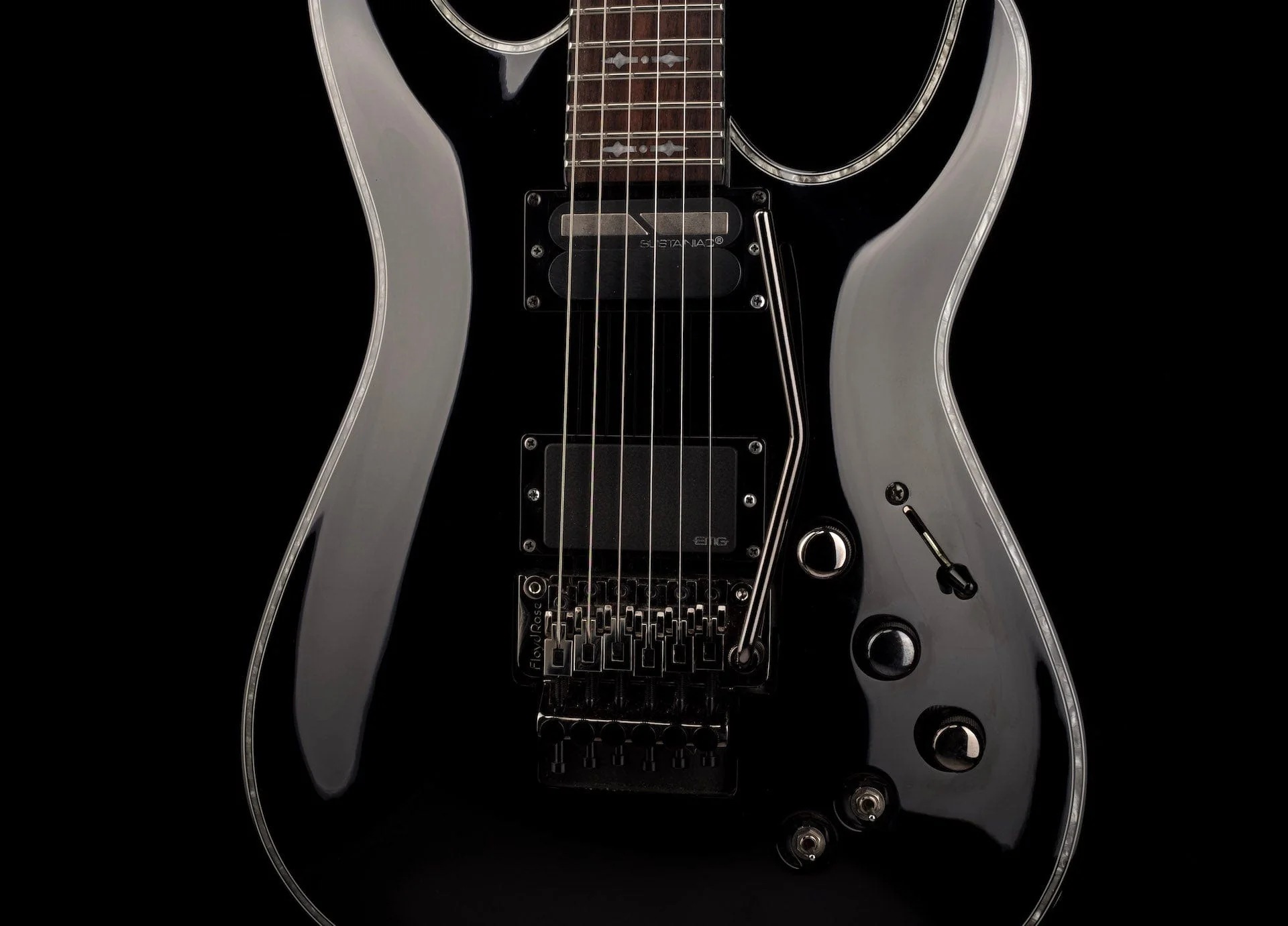 Pre Owned Schecter Hellraiser 6 C-1 FR S Gloss Black Electric Guitar With Bag - Image 8