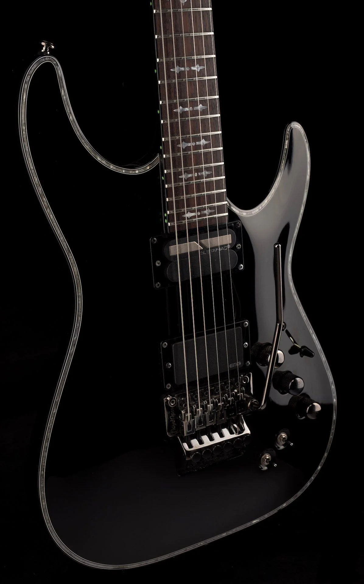 Pre Owned Schecter Hellraiser 6 C-1 FR S Gloss Black Electric Guitar With Bag - Image 9