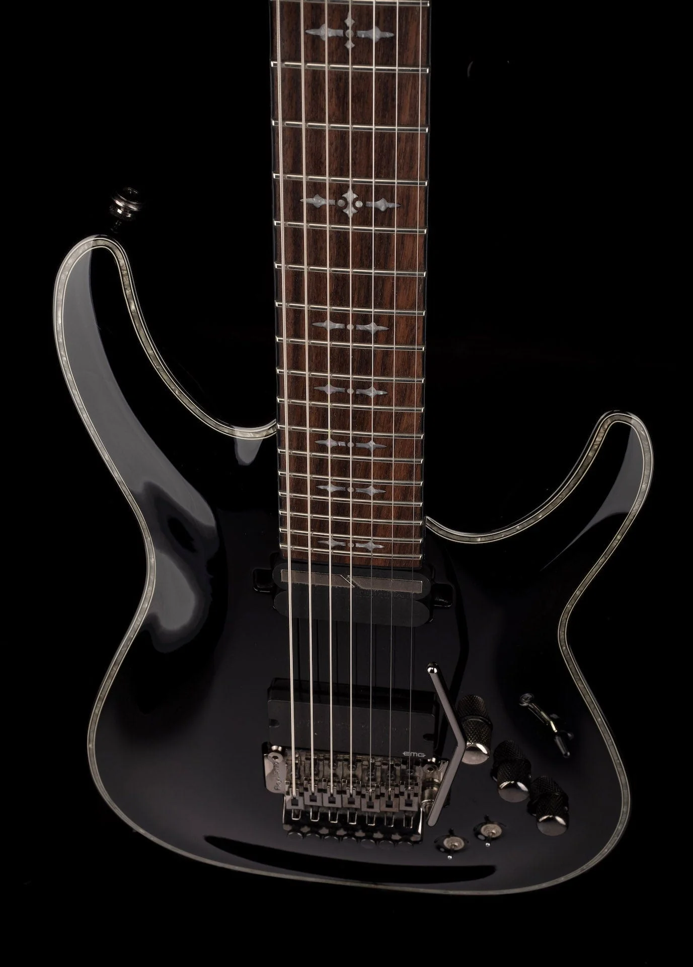 Pre Owned Schecter Hellraiser C-7 FR-S 7-string Black Electric Guitar With Bag - Image 4