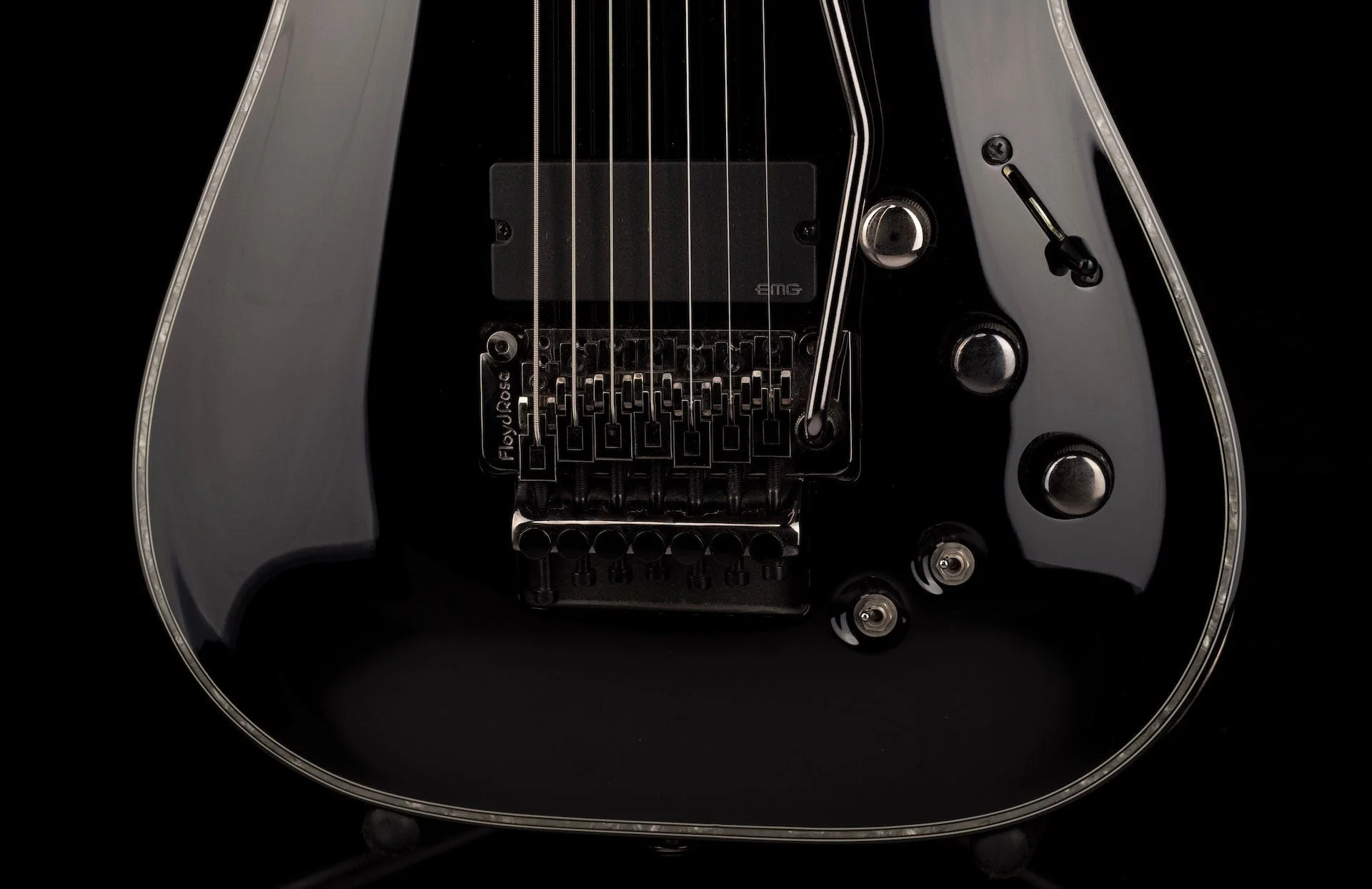 Pre Owned Schecter Hellraiser C-7 FR-S 7-string Black Electric Guitar With Bag - Image 5