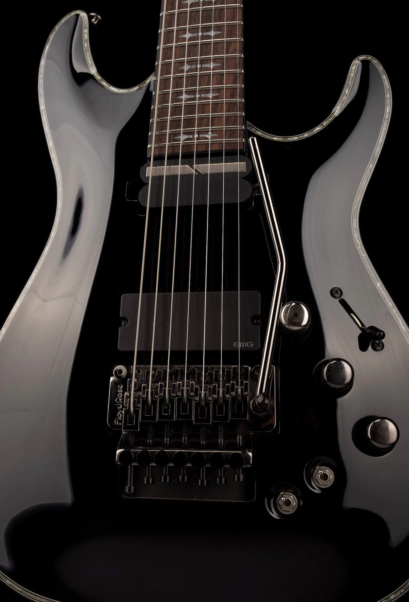 Pre Owned Schecter Hellraiser C-7 FR-S 7-string Black Electric Guitar With Bag - Image 9