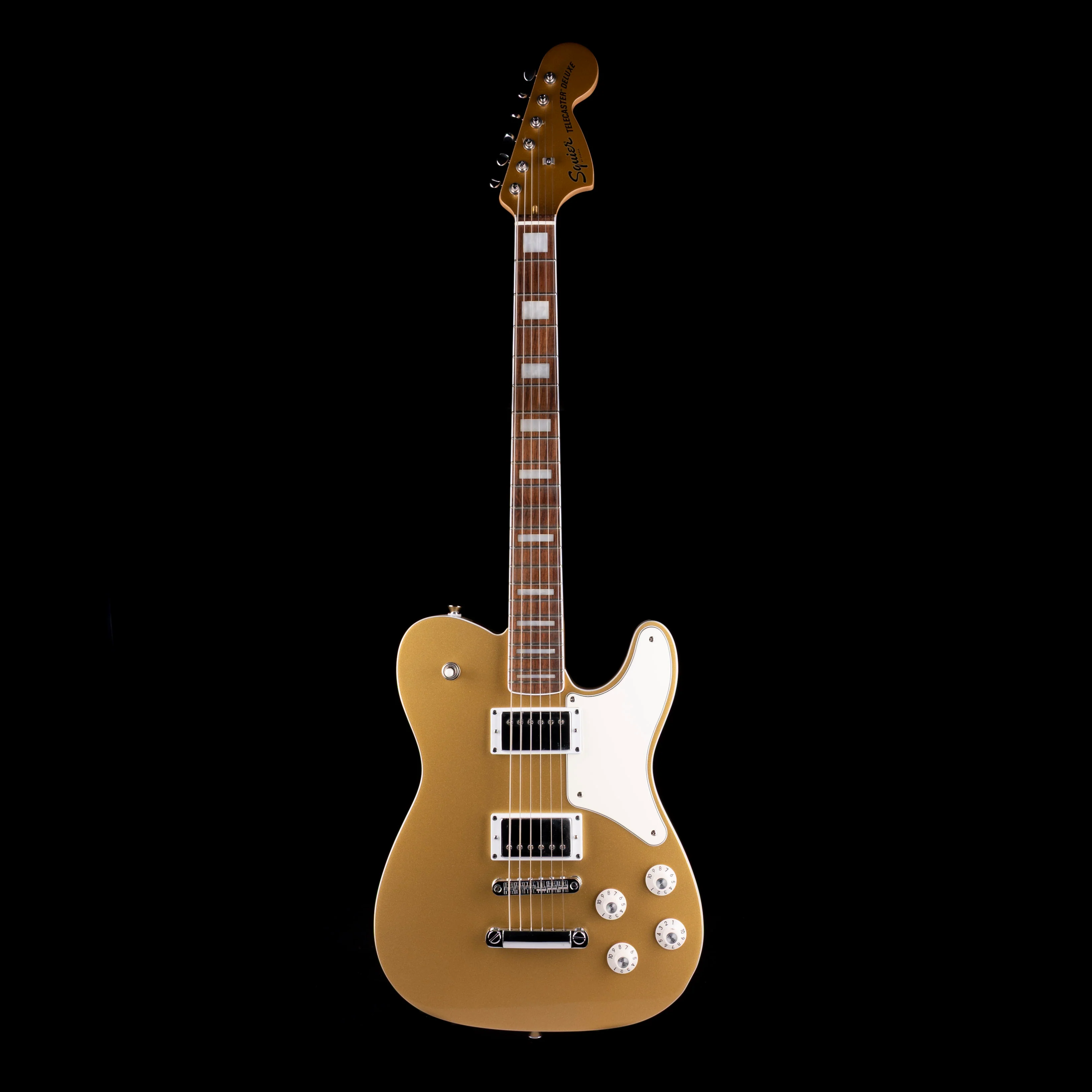 Pre Owned Squier Limited Edition Paranormal Troublemaker Telecaster Deluxe Aztec Gold With Gig Bag - Image 2