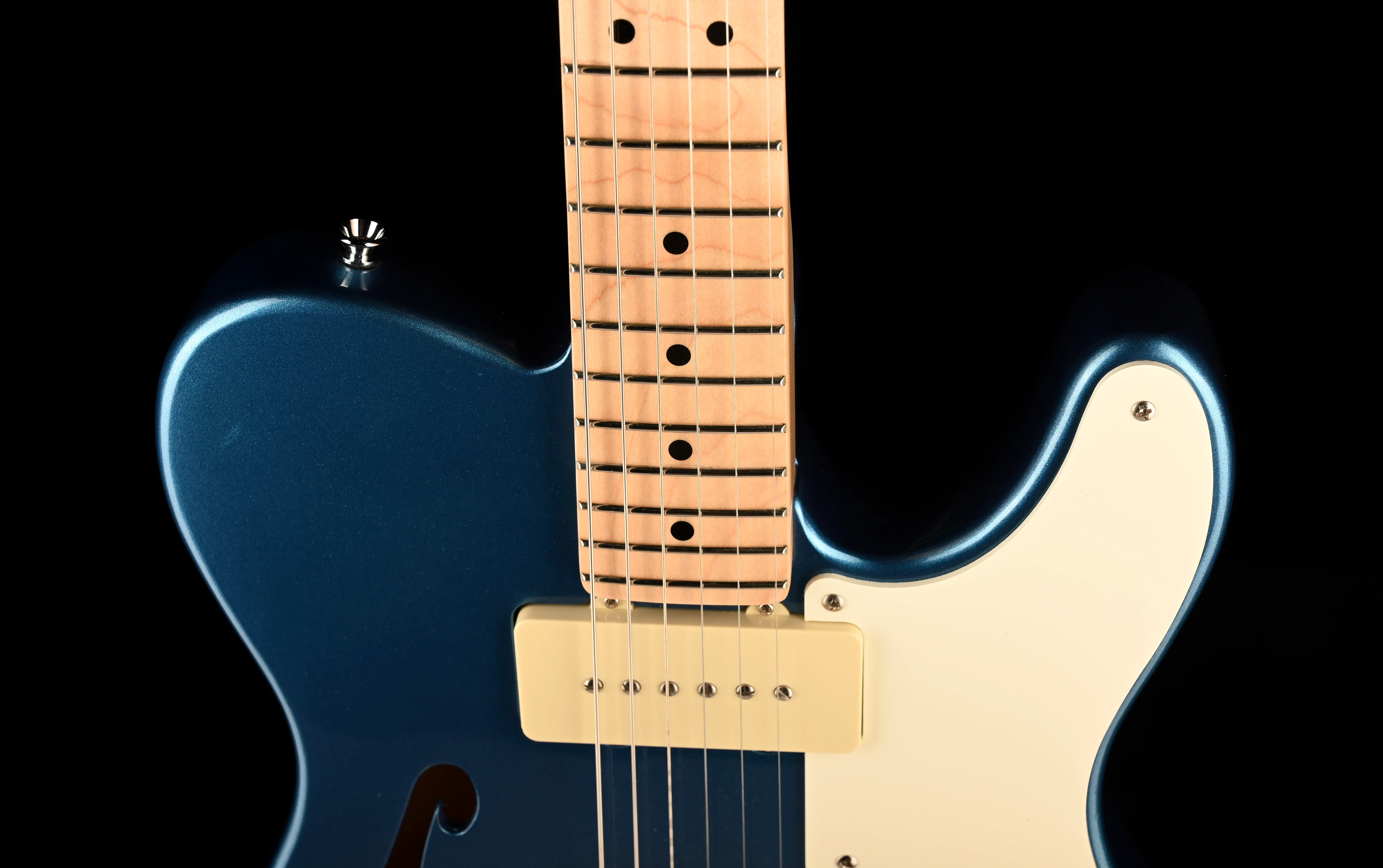Used Squier Paranormal Cabronita Telecaster Thinline Guitar Lake Placid Blue With Gig Bag - Image 3