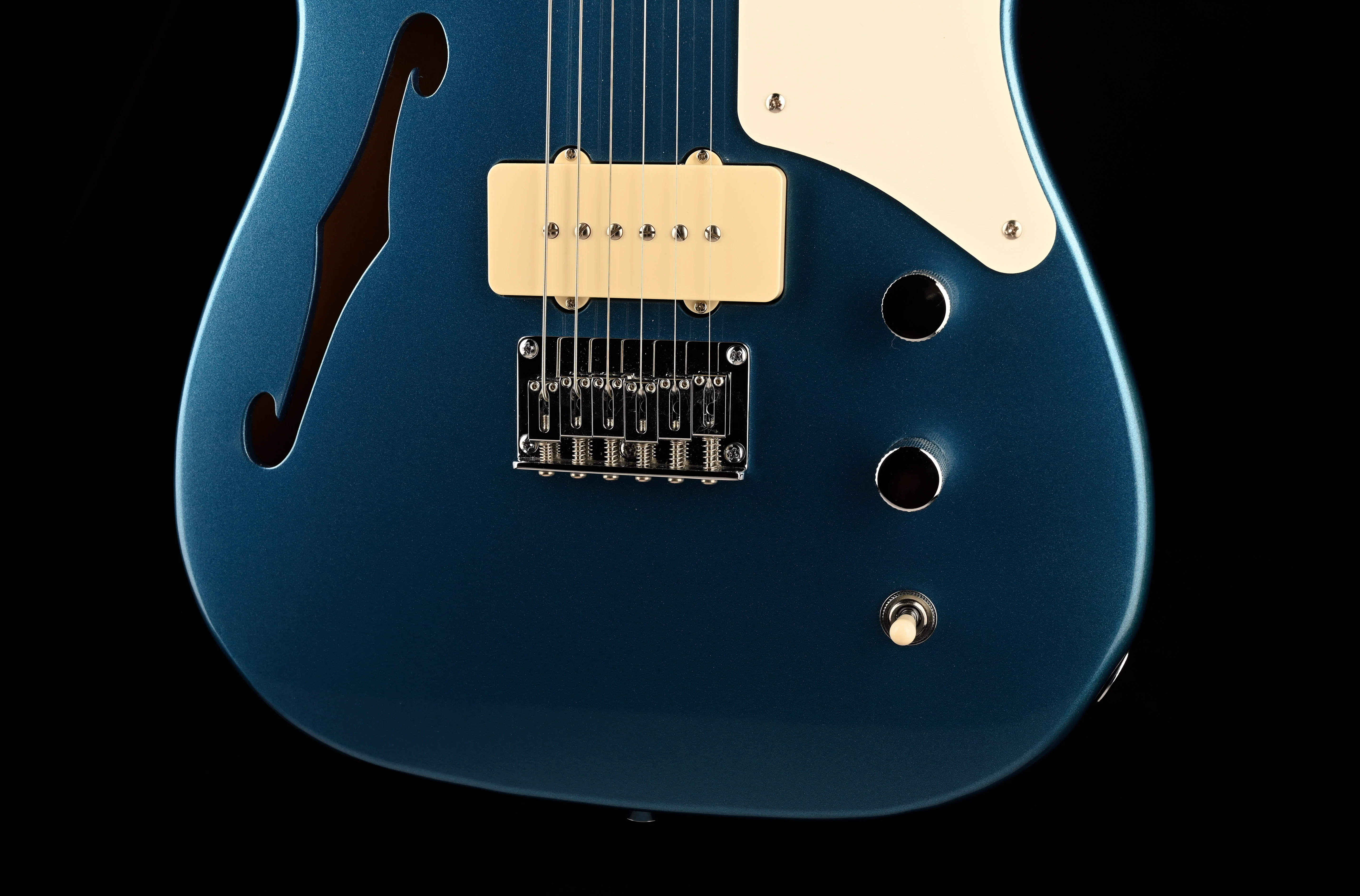 Used Squier Paranormal Cabronita Telecaster Thinline Guitar Lake Placid Blue With Gig Bag - Image 5
