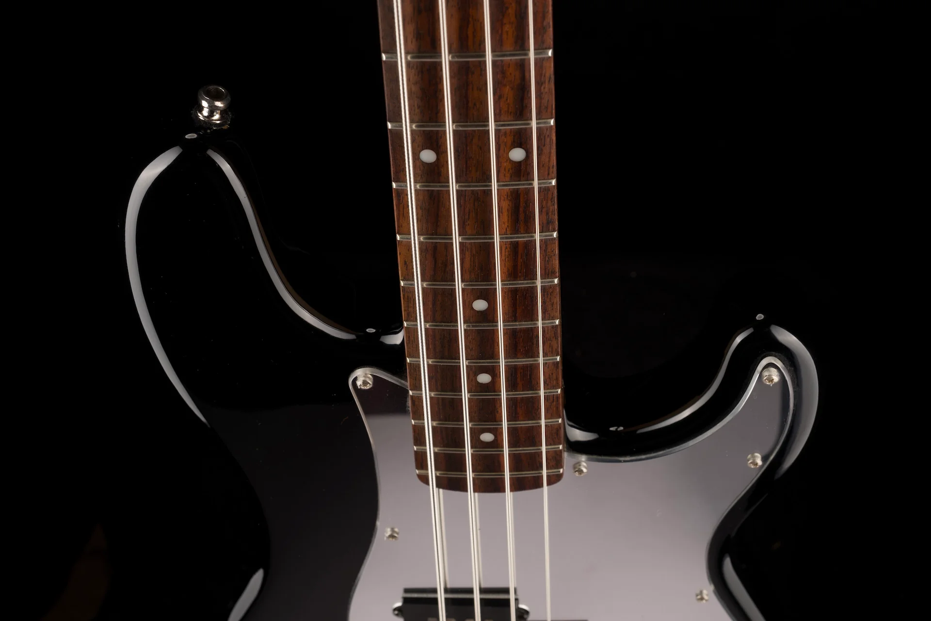 Pre Owned Squier Precision Bass Special Edition Black and Chrome With Case - Image 3