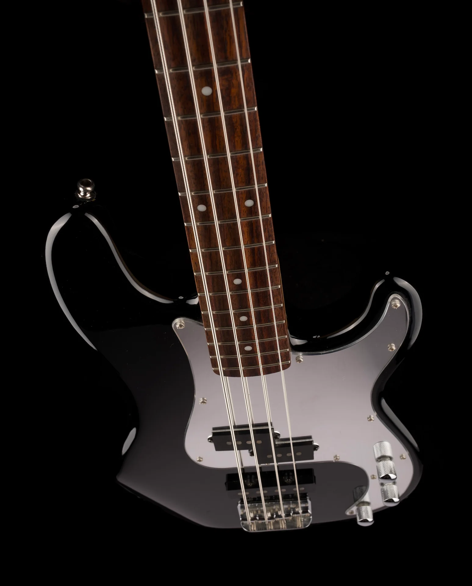 Pre Owned Squier Precision Bass Special Edition Black and Chrome With Case - Image 4