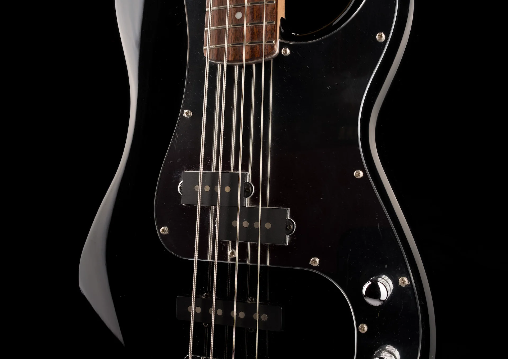 Pre Owned Squier Precision Bass Special Edition Black and Chrome With Case - Image 6
