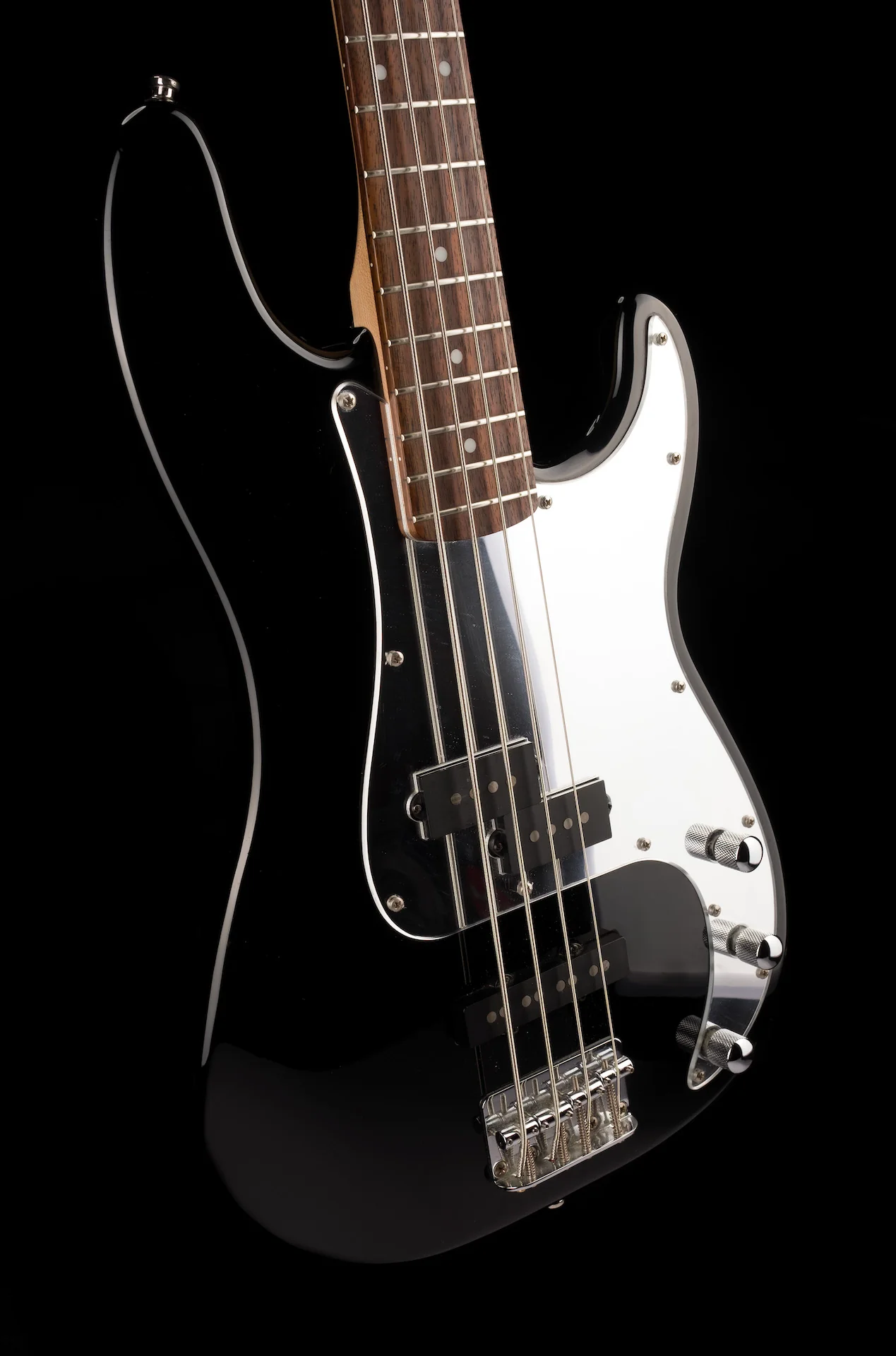 Pre Owned Squier Precision Bass Special Edition Black and Chrome With Case - Image 9