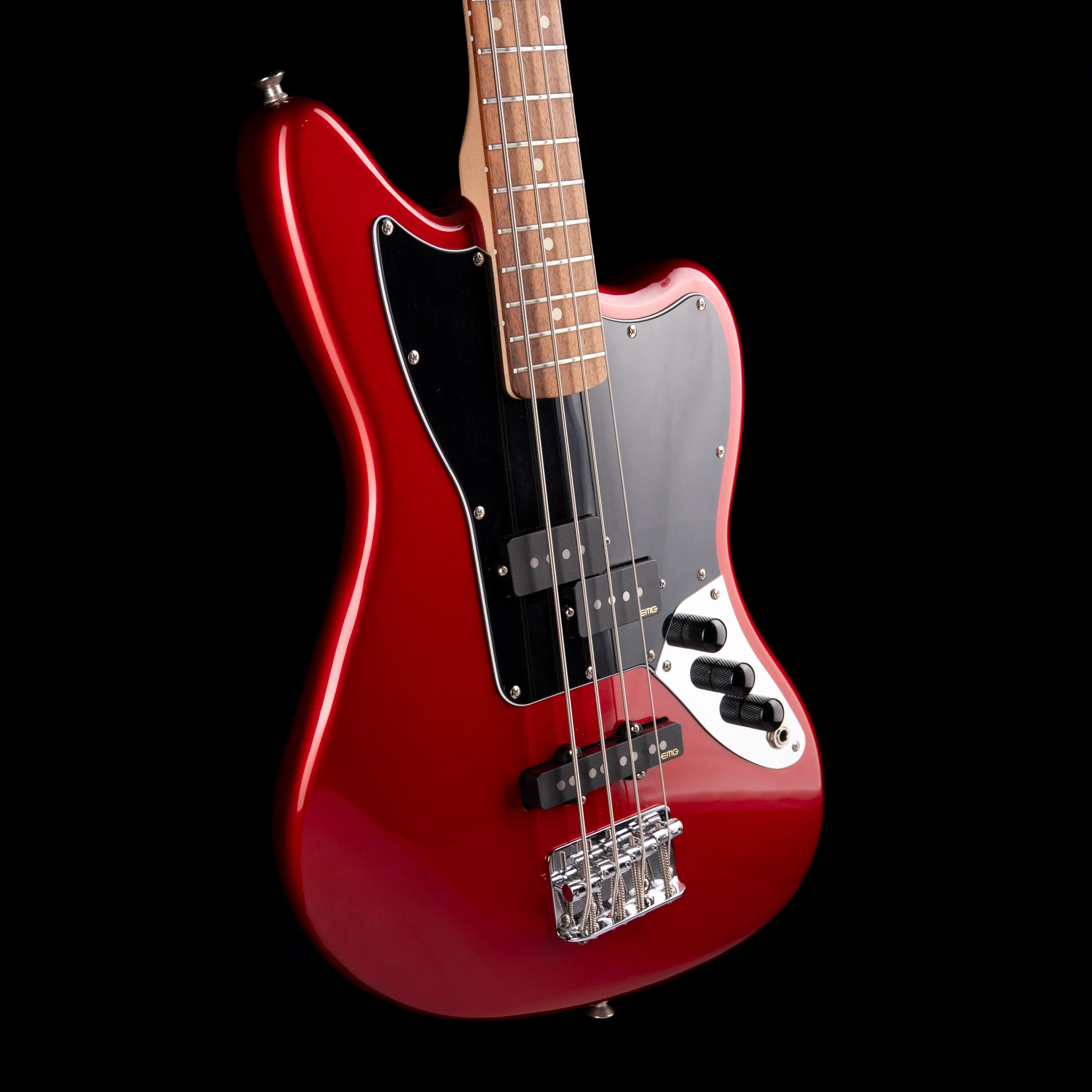 Pre Owned Squier Vintage Modified Jaguar Short Scale Bass Candy Apple Red With Gig Bag - Image 6
