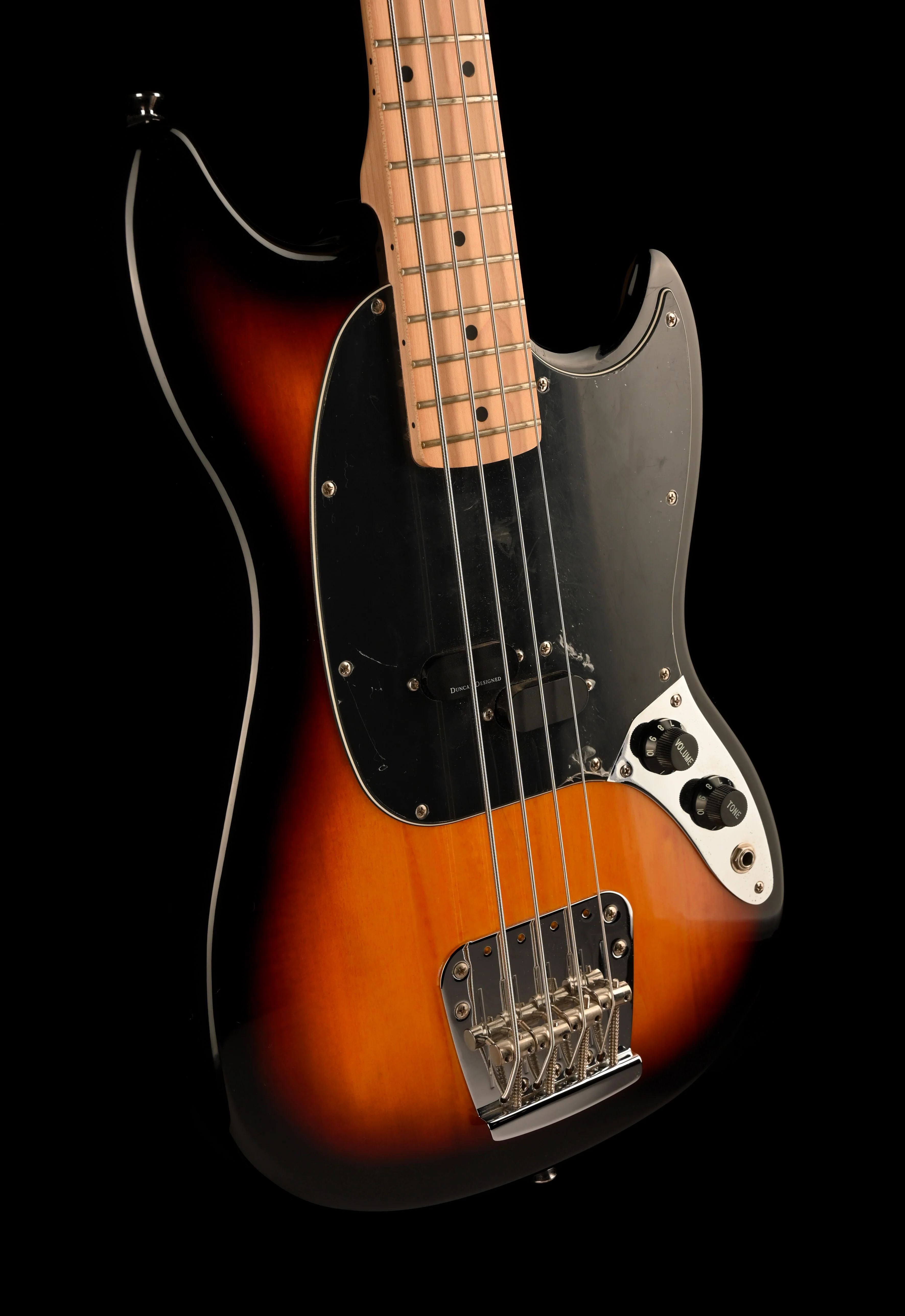 Pre Owned Squier Vintage Mustang Bass 3-Tone Sunburst With Gig Bag - Image 9