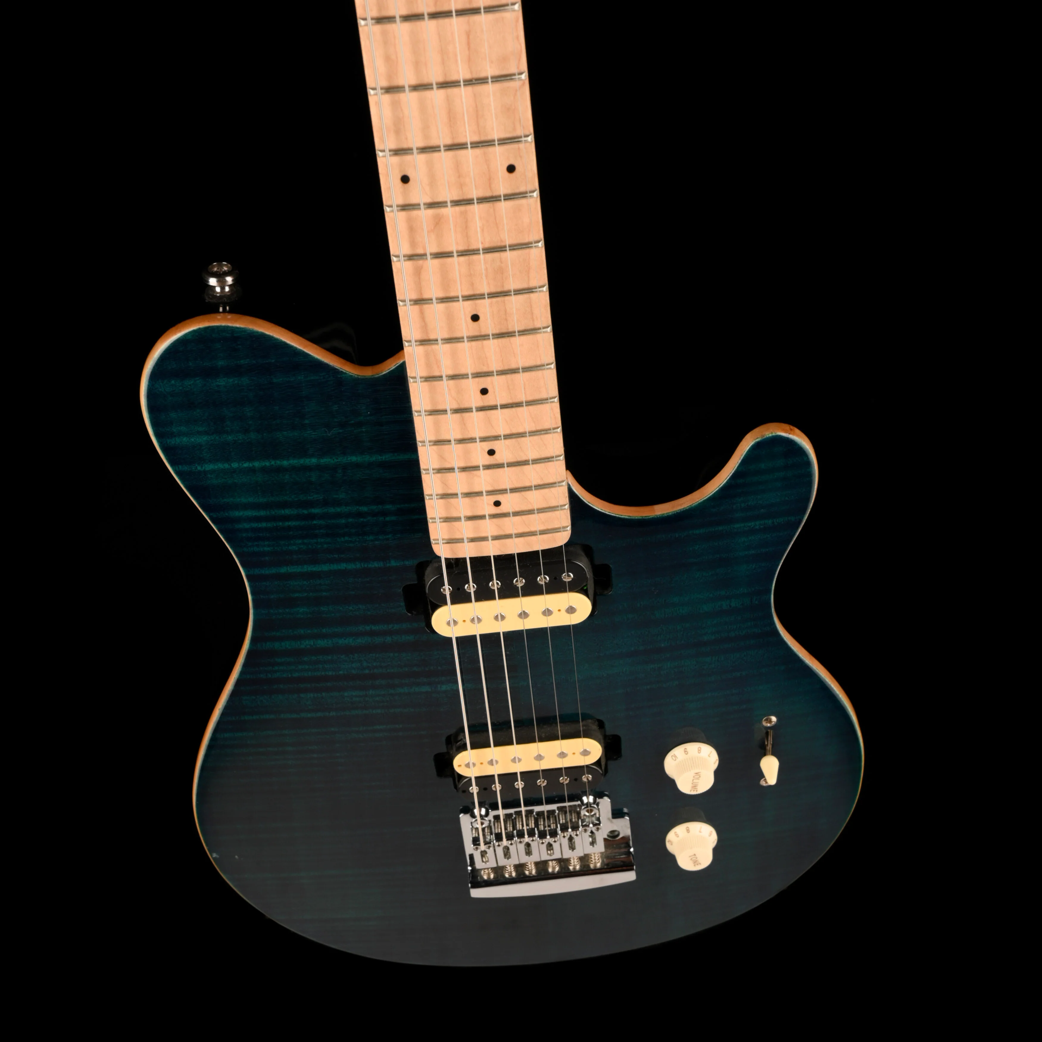 Pre Owned Sterling by Music Man AXIS Flame Maple Top Yucatan Blue - Image 3