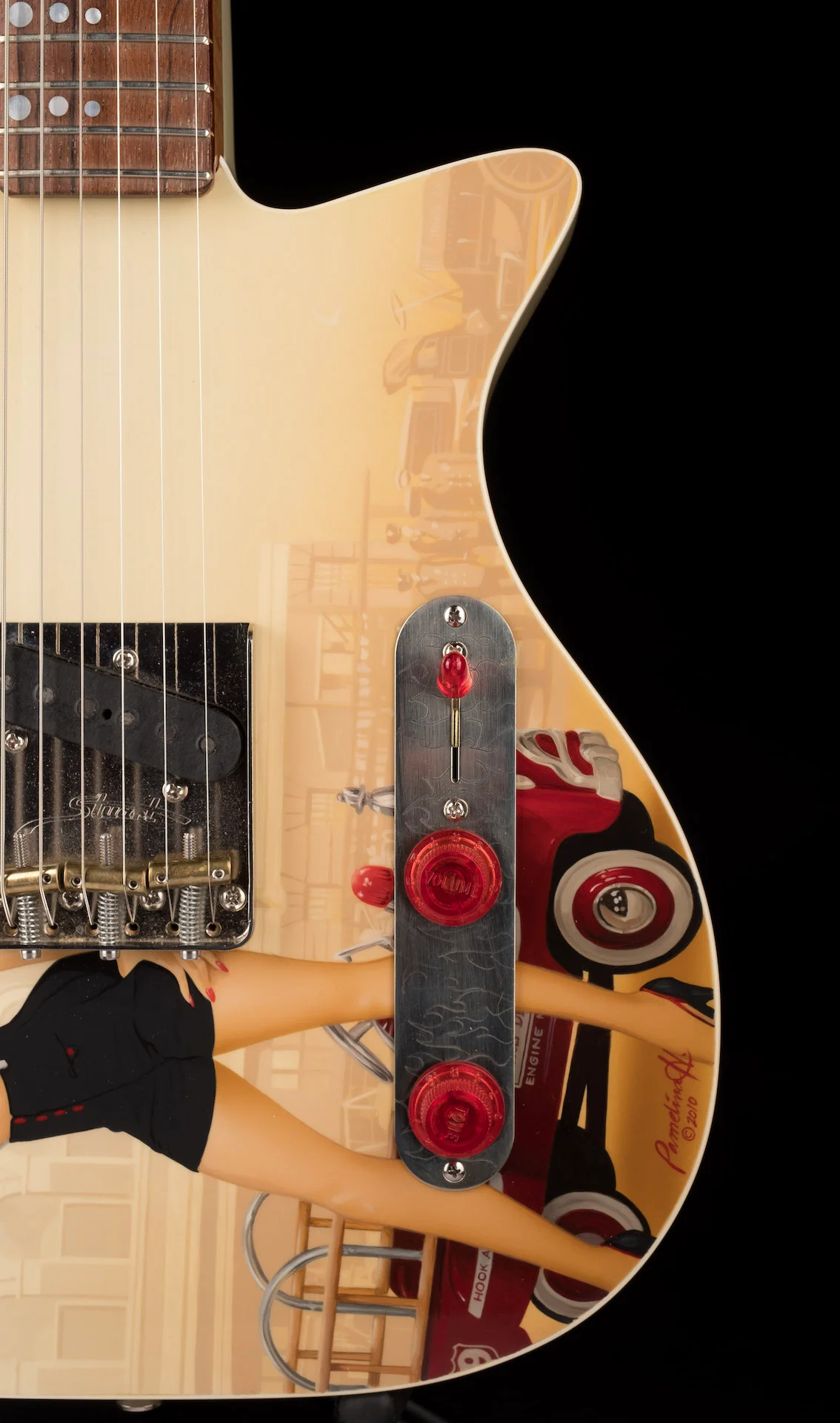 Stuart Guitars LAFD with Painting - Pamelina H Collection - Image 10