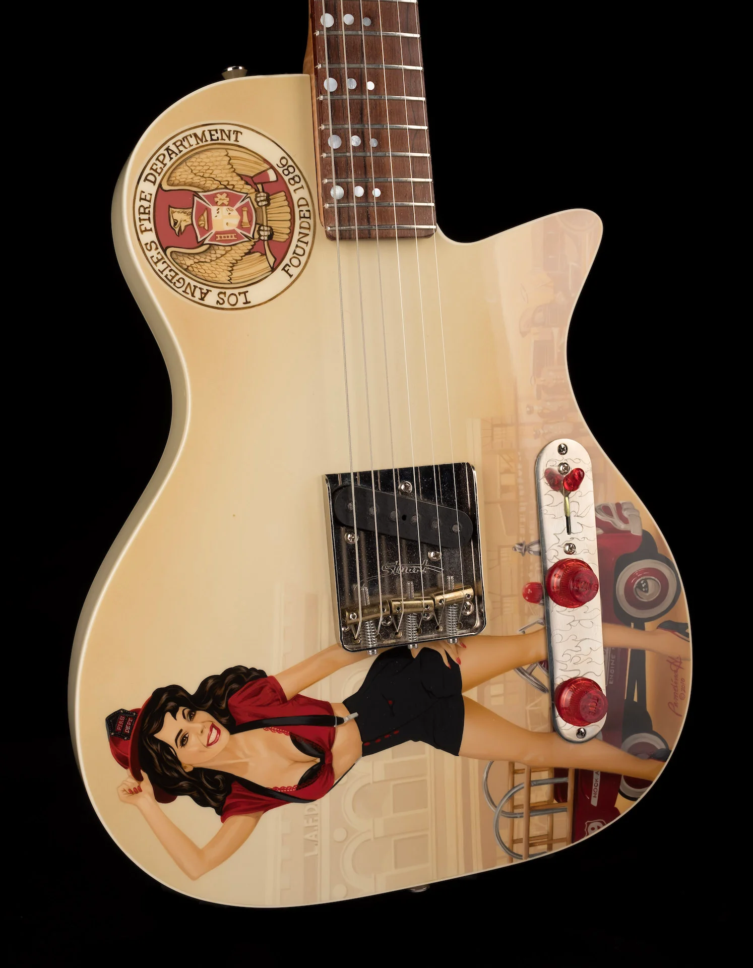 Stuart Guitars LAFD with Painting - Pamelina H Collection - Image 12