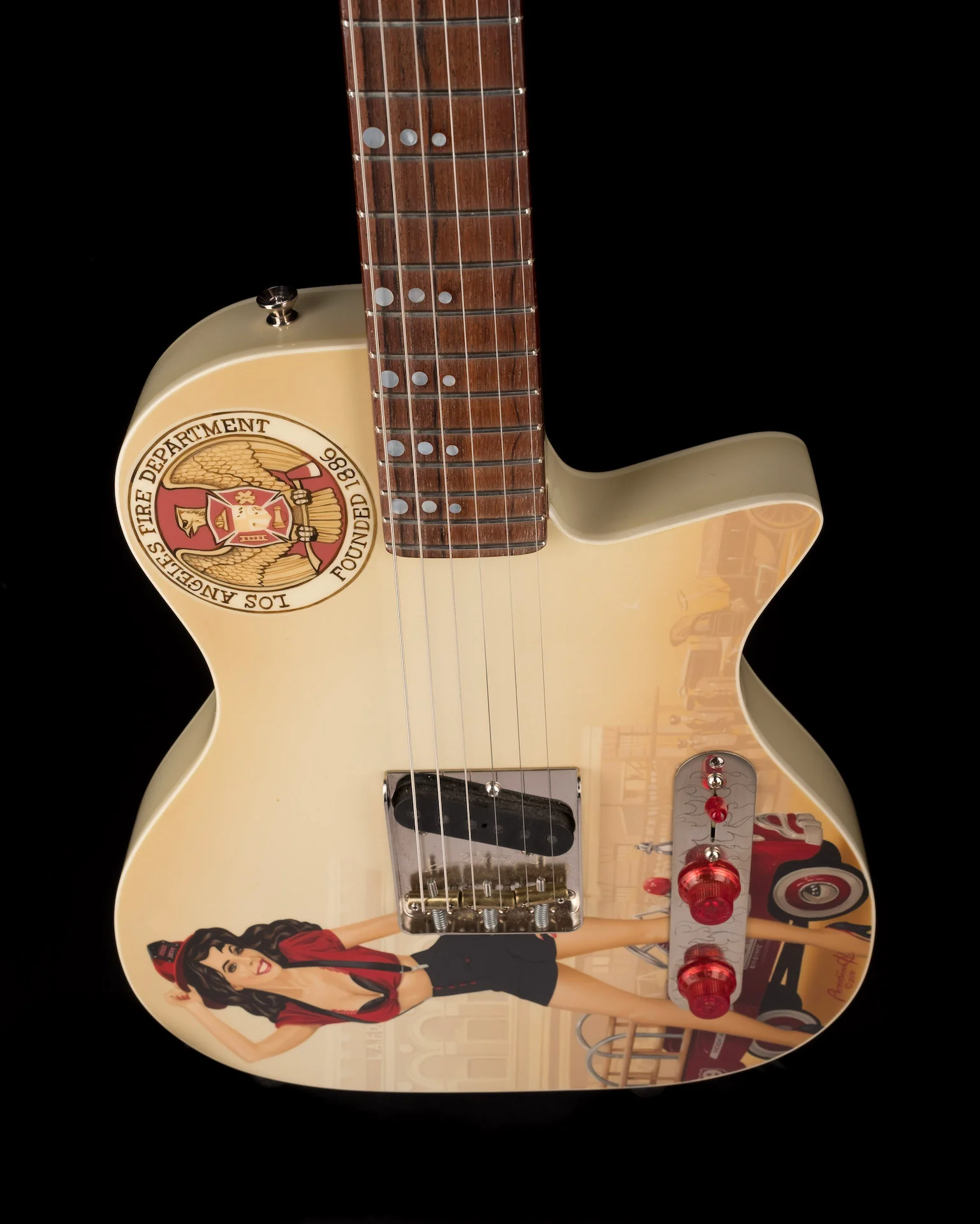 Stuart Guitars LAFD with Painting - Pamelina H Collection - Image 6
