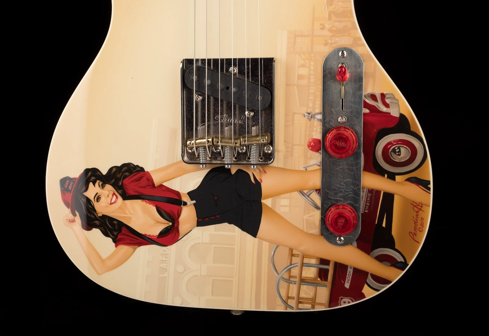 Stuart Guitars LAFD with Painting - Pamelina H Collection - Image 7