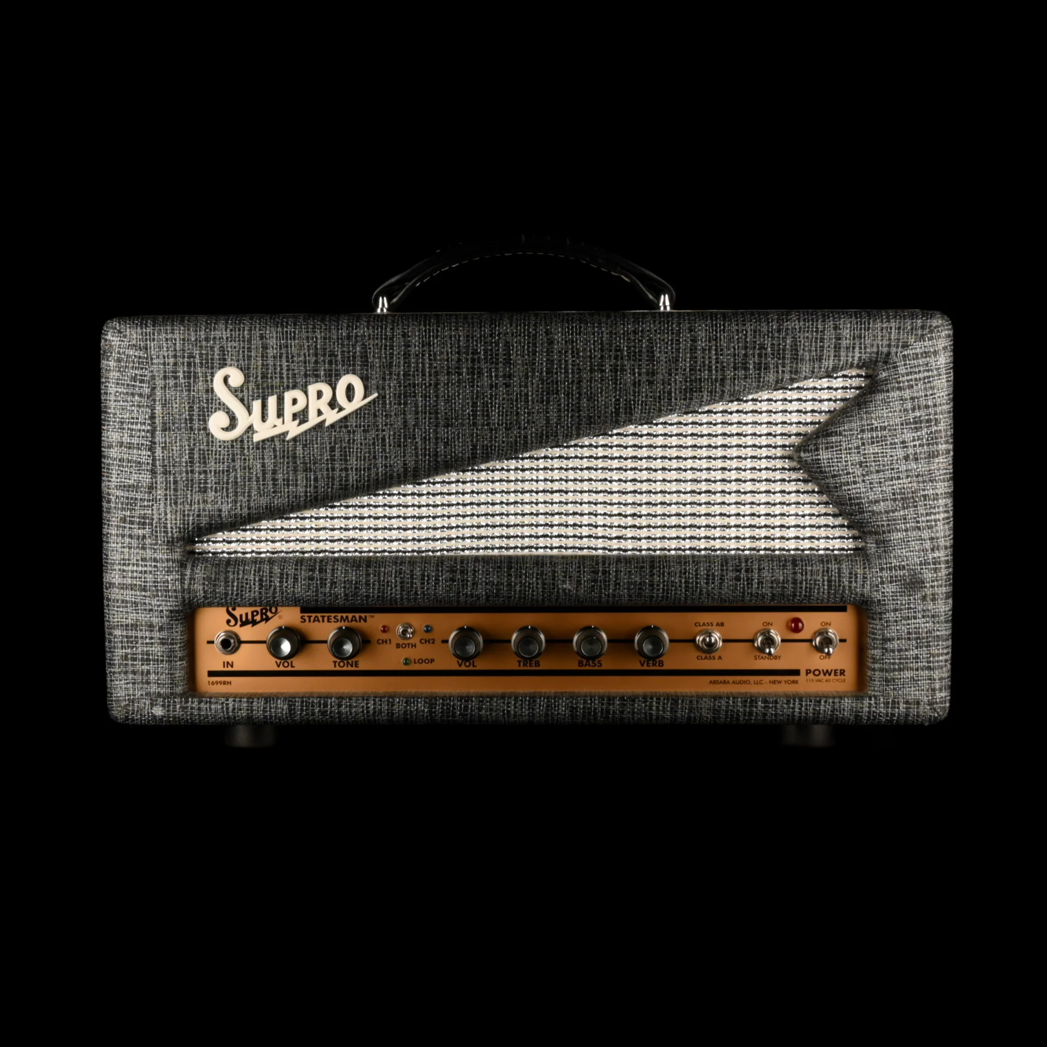 Pre Owned Supro Statesman Guitar Amp Head With 2x12" Guitar Amp Cabinet Grey - Image 2
