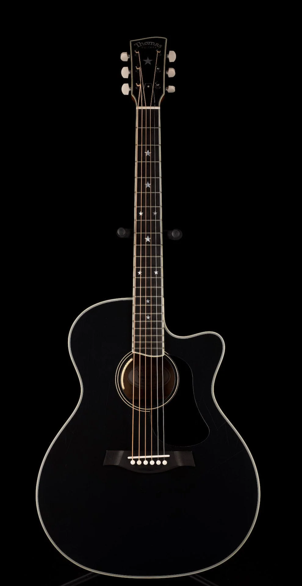 Pre-Owned Thomas Trapper Deluxe Auditorium Acoustic Electric Black w Hiscox Case - Image 2