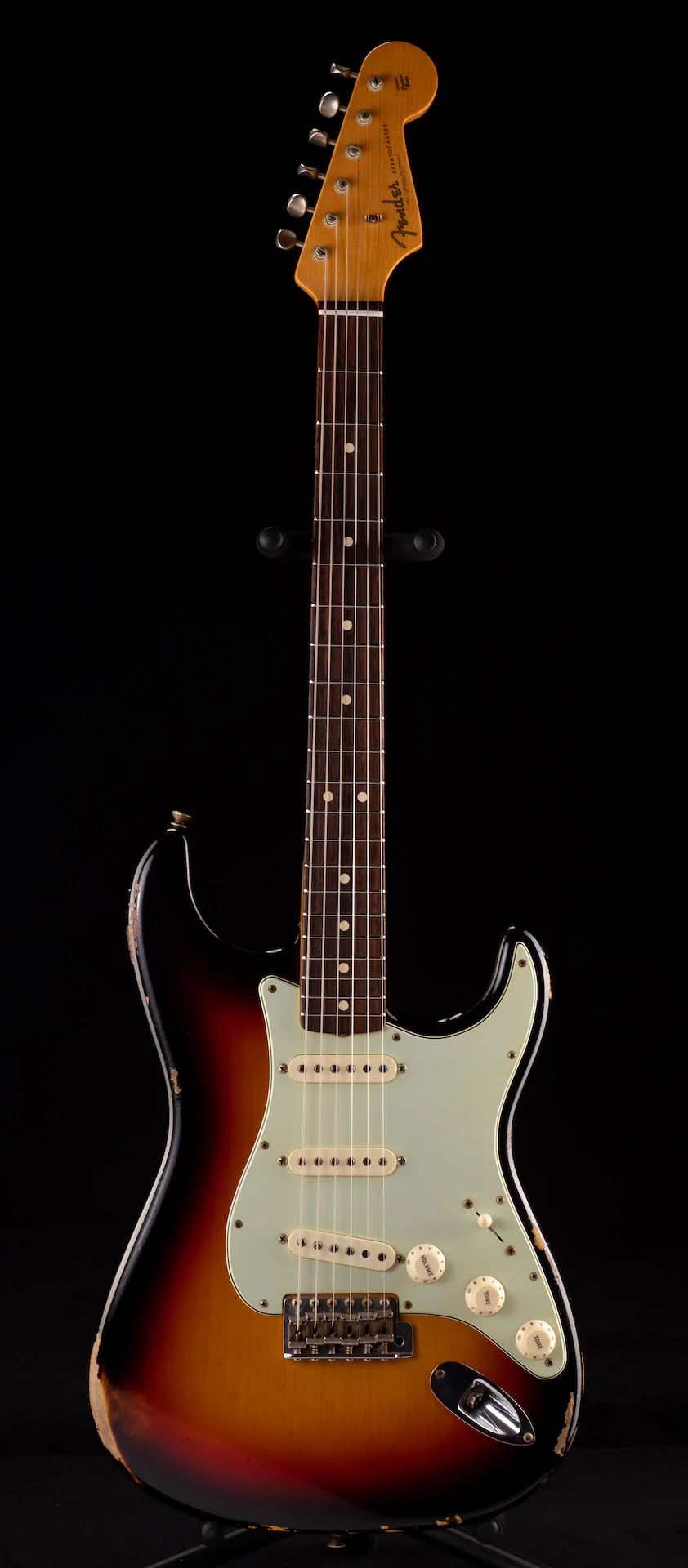 Pre Owned 2016 Fender Custom Shop 1963 Stratocaster Relic 3-Tone Sunburst With OHSC - Image 3