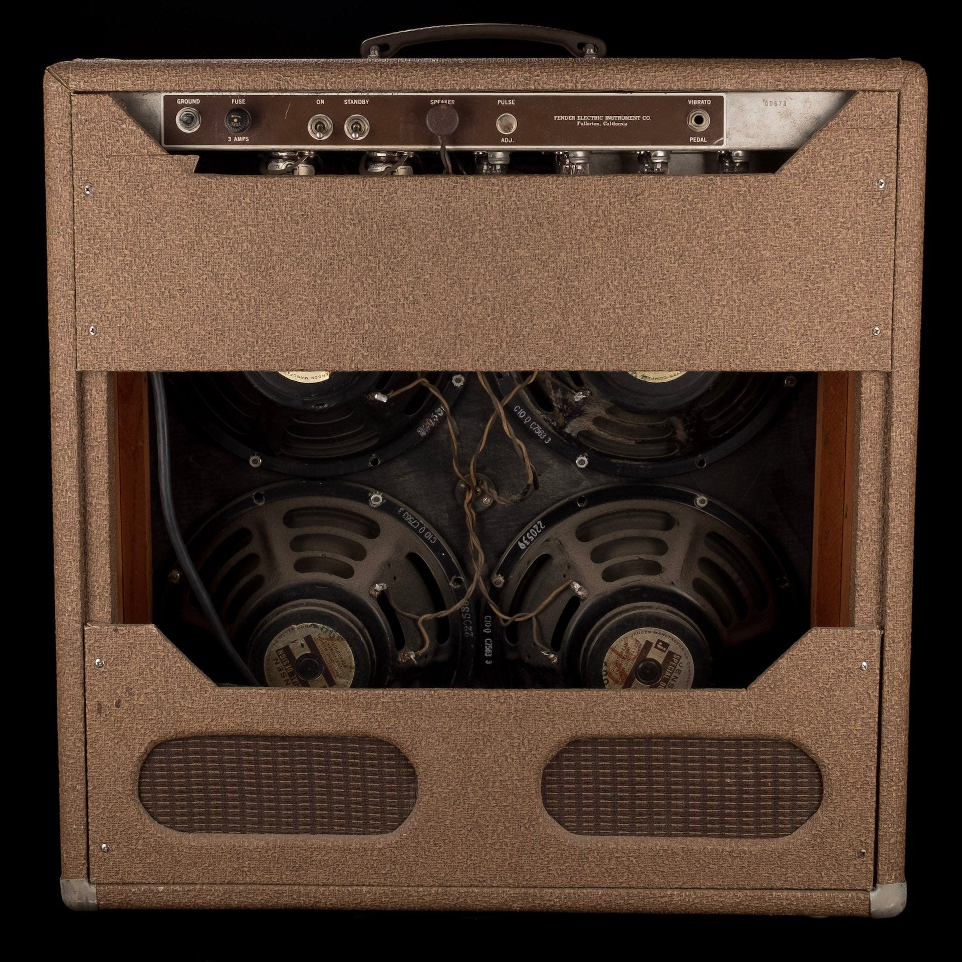 Vintage 1963 Pre-CBS Fender Concert Brown Guitar Amp Combo - Image 11