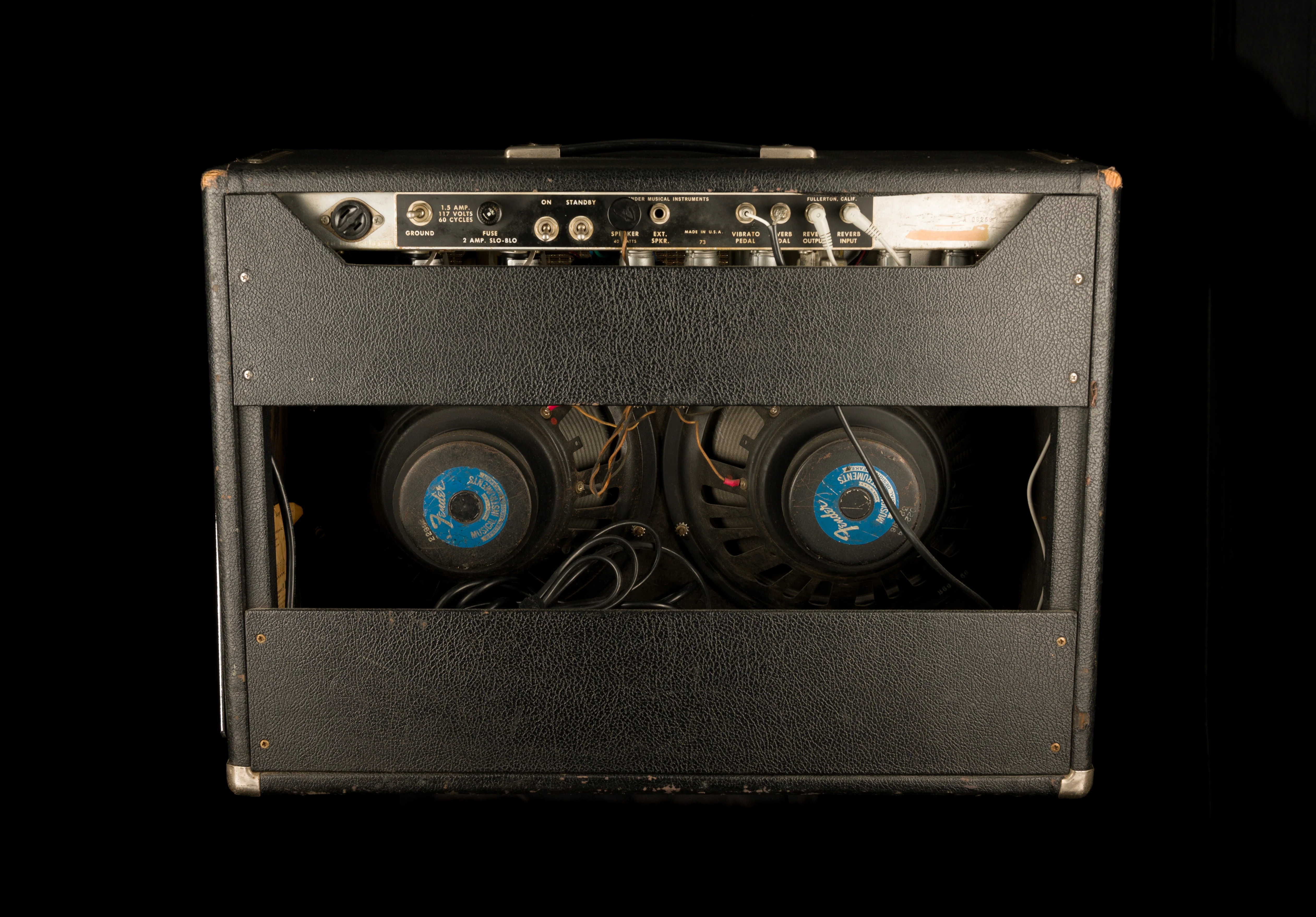 Vintage 1966 Fender Pro Reverb Guitar Amp Combo with Footswitch - Image 2