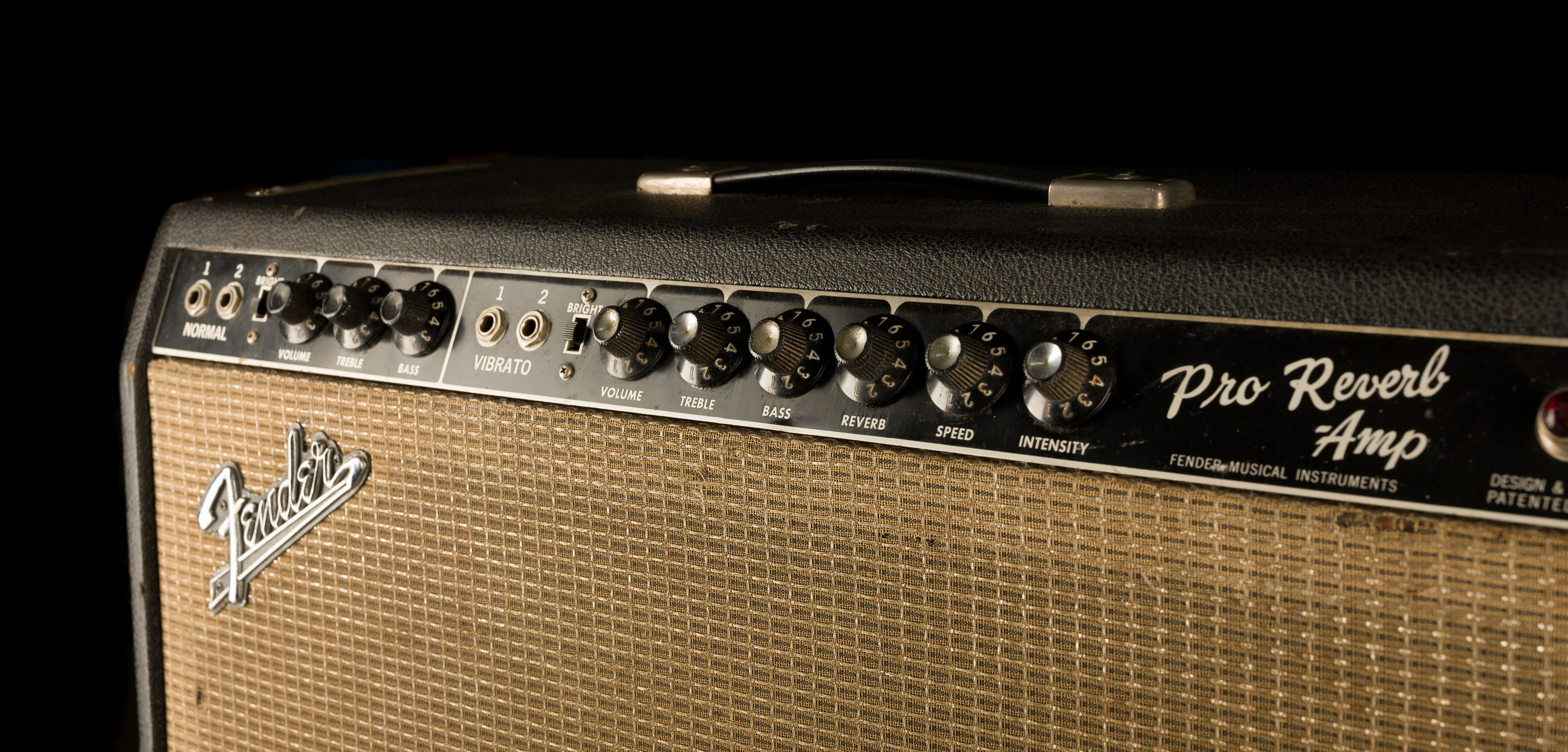 Vintage 1966 Fender Pro Reverb Guitar Amp Combo with Footswitch - Image 4