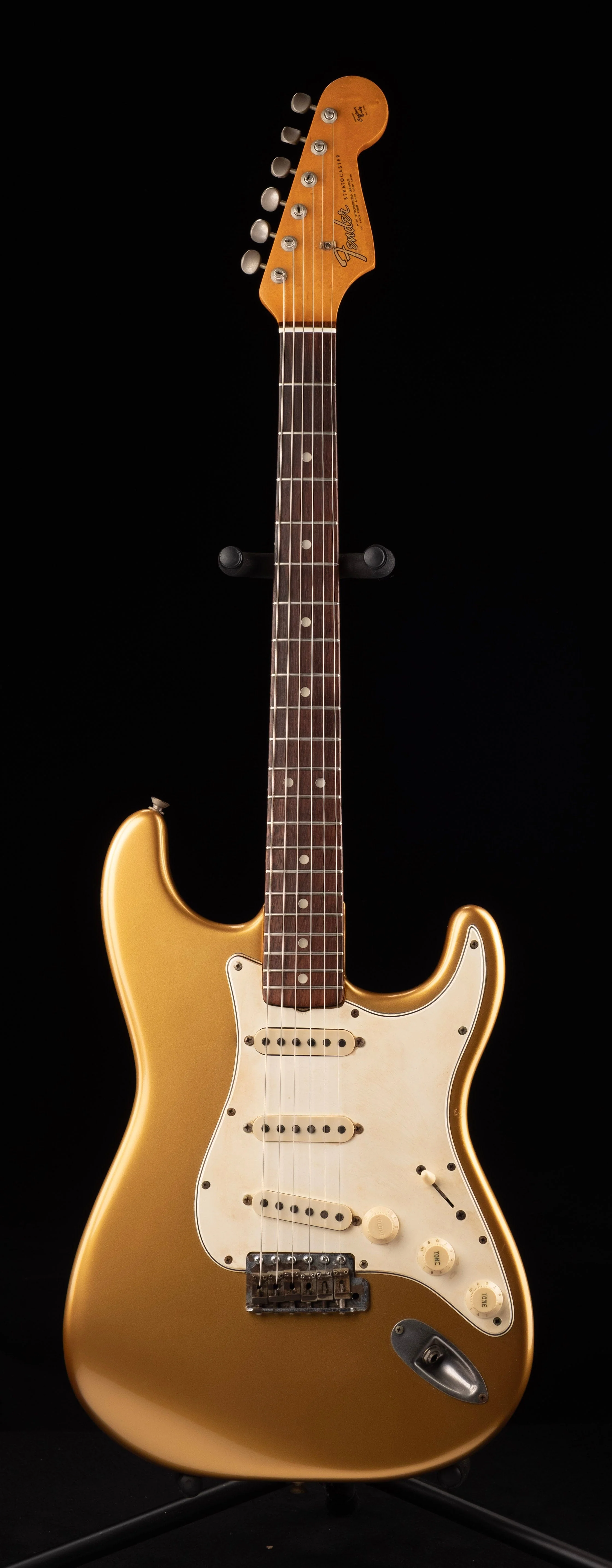 Vintage 1966 Fender Stratocaster Refinished Gold with Case - Image 2