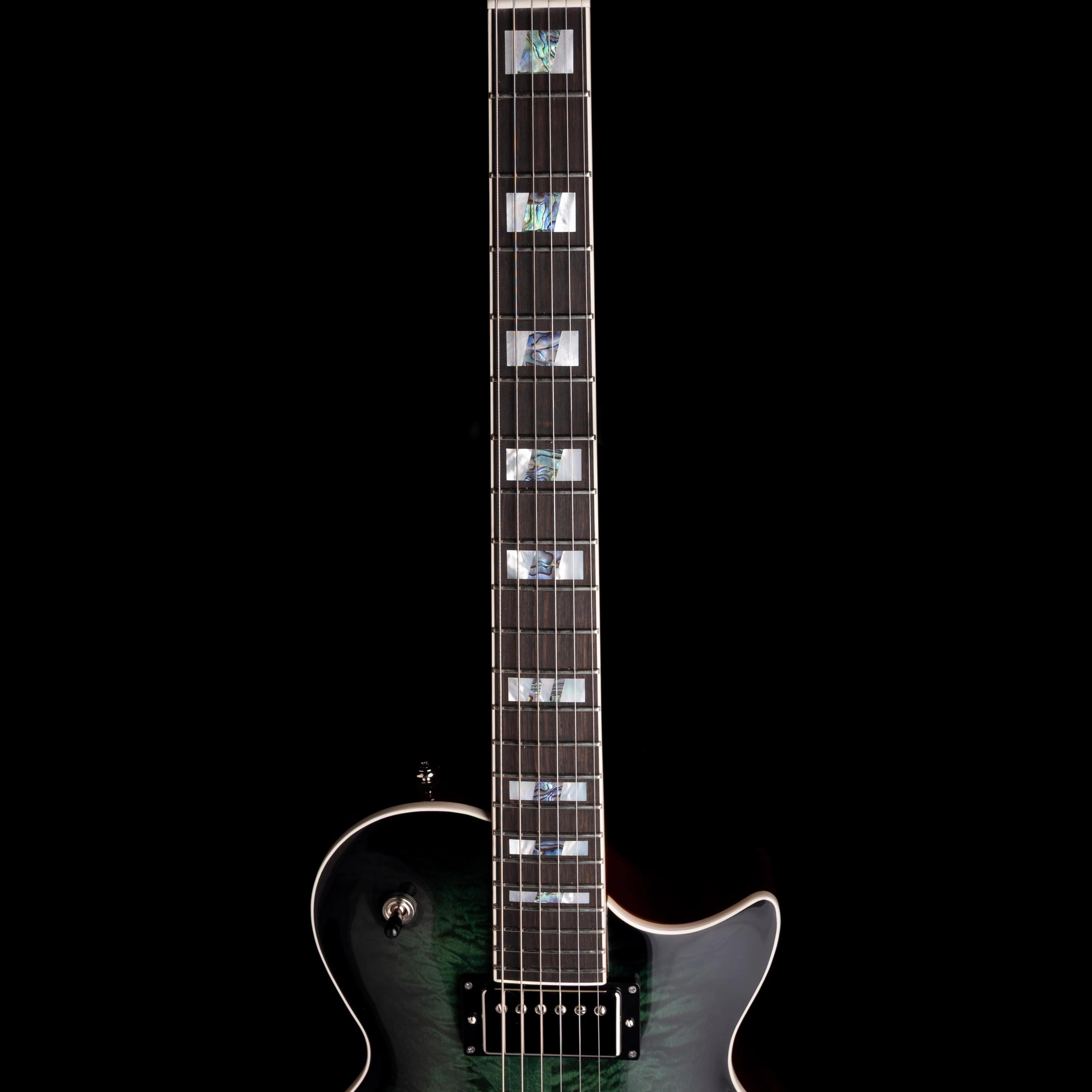 Prestige Guitars Master Built Elite Quilted Maple Semi-Hollow Forest Green Burst with Case - Image 7