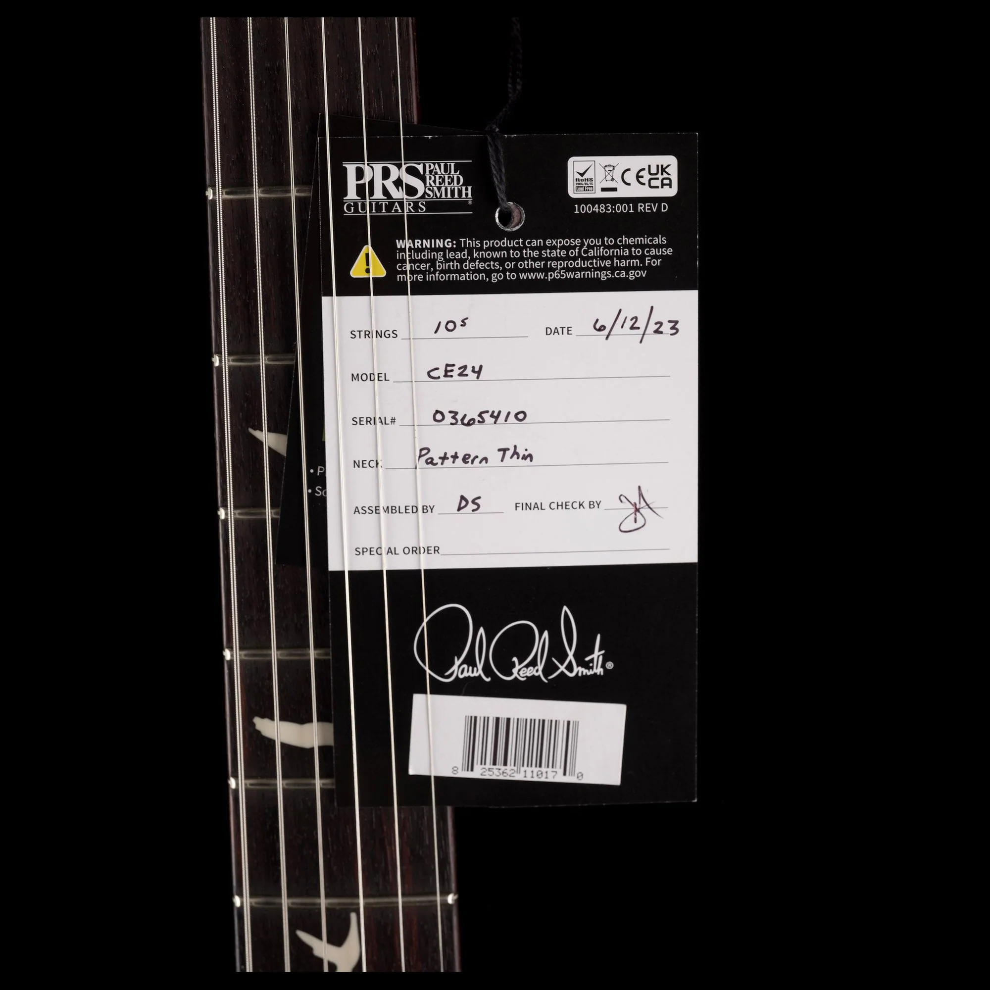PRS CE24 Black Amber Electric Guitar With Gig Bag - Serial # 0365410 - Image 18
