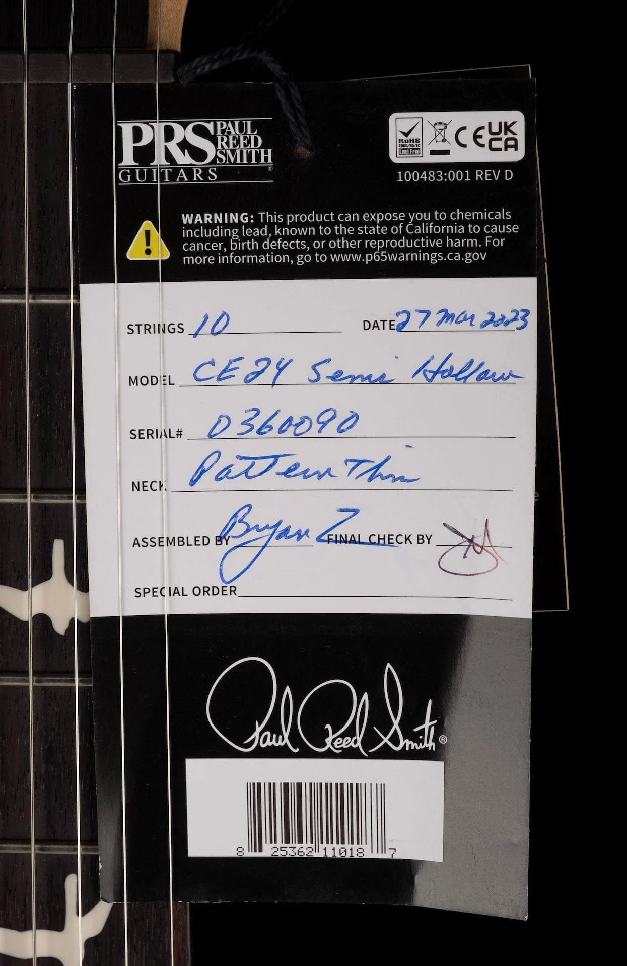 PRS CE24 Semi-Hollow Black Amber with Gig Bag - Image 18