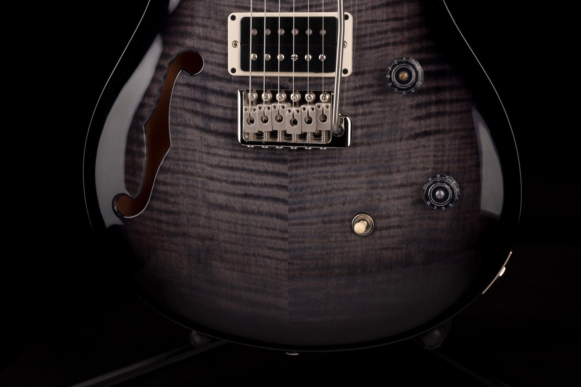 PRS CE24 Semi-Hollow Custom Color Faded Gray Black Smokewrap Burst - Image 4