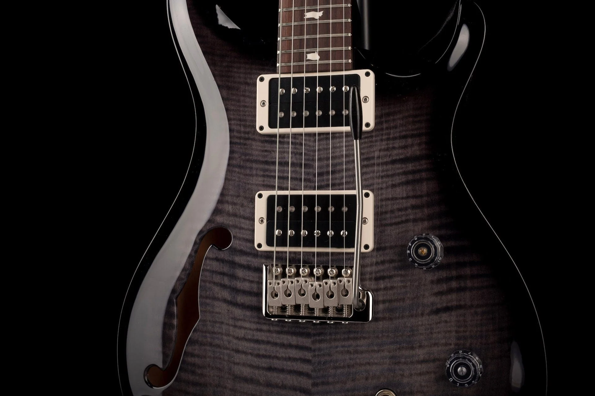 PRS CE24 Semi-Hollow Custom Color Faded Gray Black Smokewrap Burst - Image 7