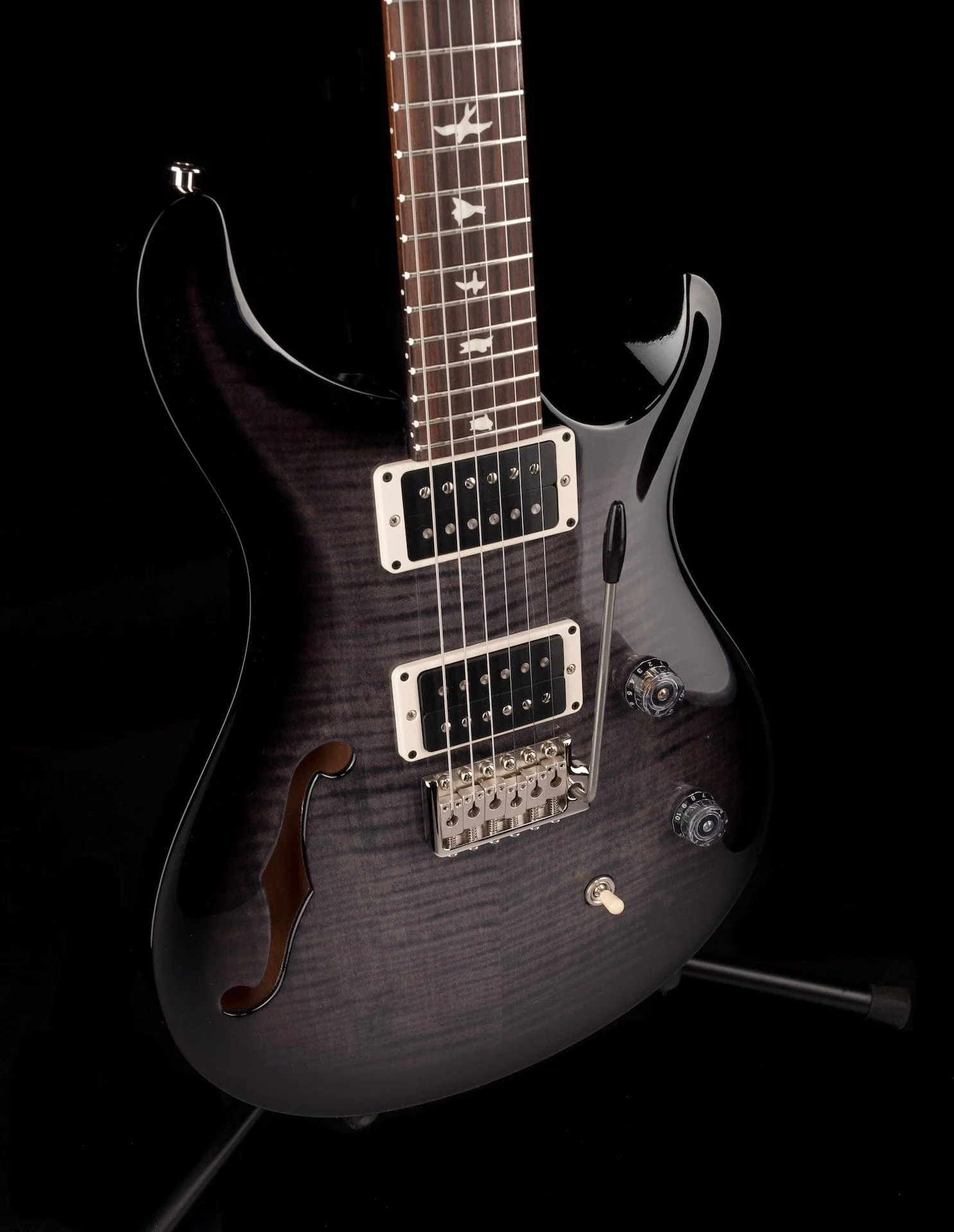 PRS CE24 Semi-Hollow Custom Color Faded Gray Black Smokewrap Burst - Image 9