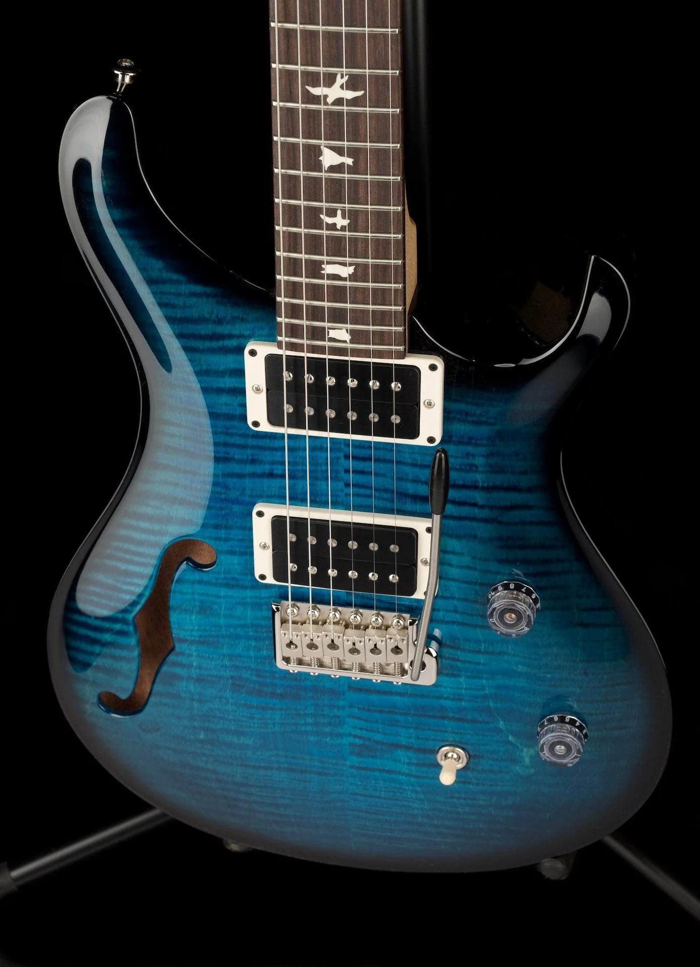 PRS CE24 Semi-Hollow Custom Color Sapphire Smokeburst Electric Guitar - Image 4