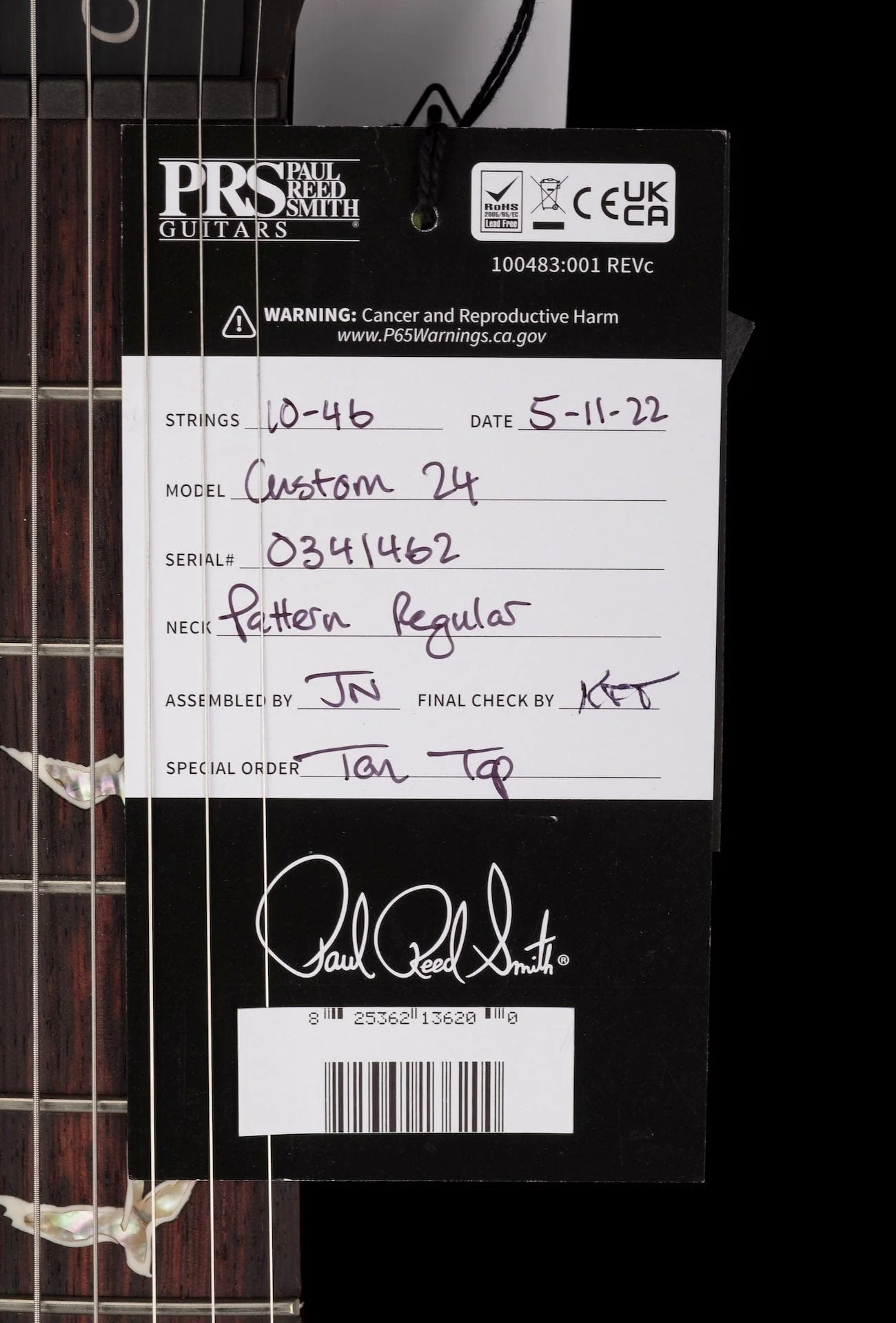 PRS Core 10 Top Custom 24 Pattern Regular Custom Color Eriza Verde Smokewrap Burst W/Case 2022 Serial # 0341462 - Image 19