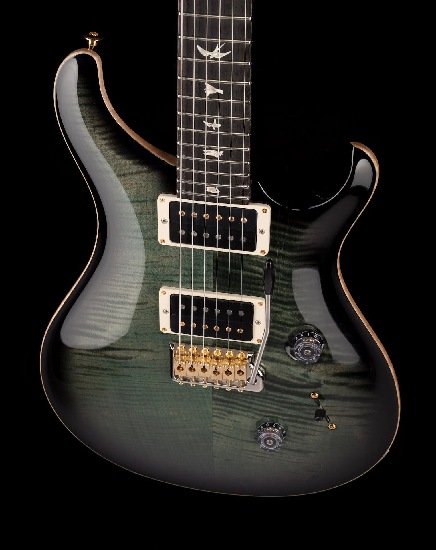 PRS Core Custom 24 10 Top Pattern Thin Custom Color Trampas Green Smokeburst with Case - 2021 Serial # 0333438 - Image 4