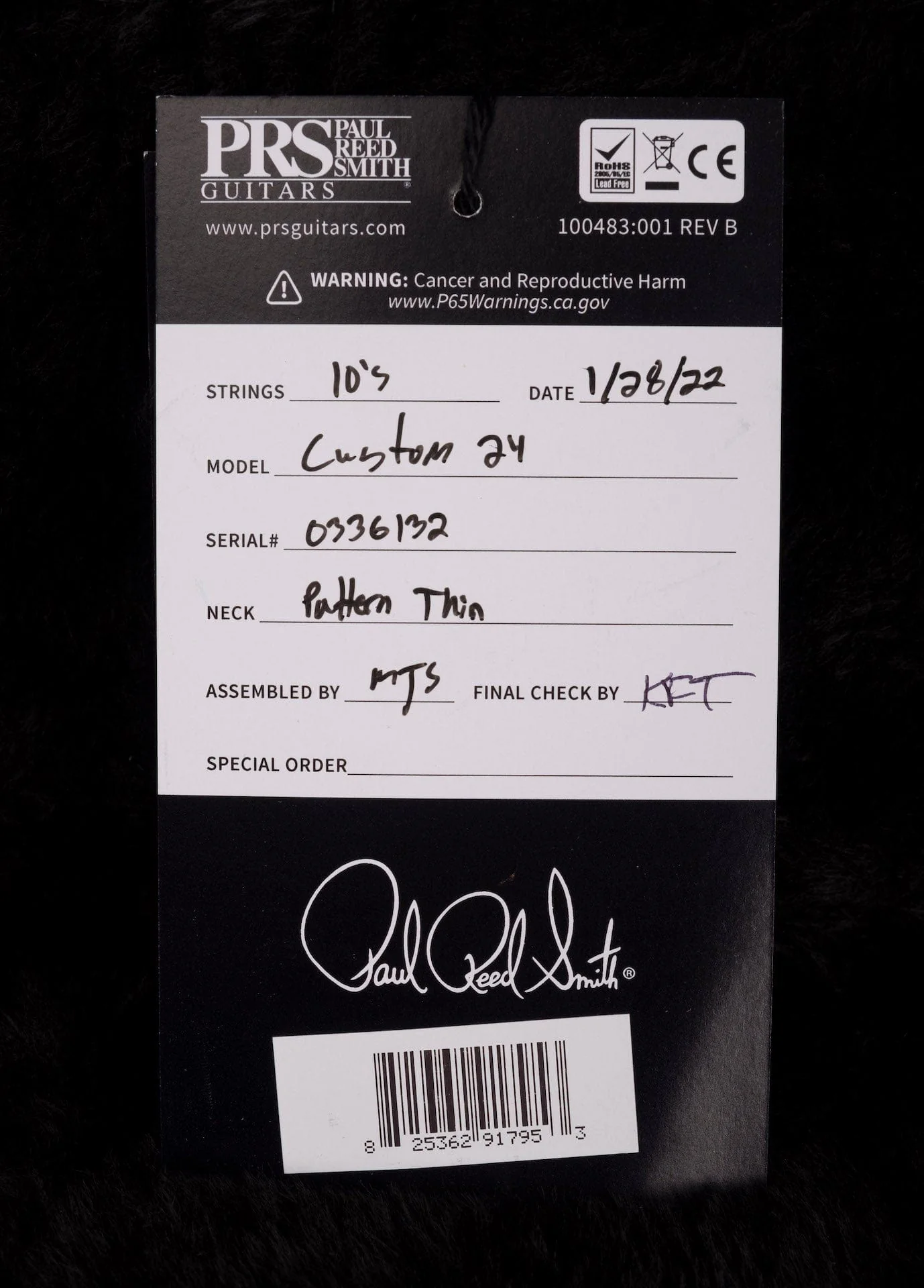 PRS Core Custom 24 Pattern Thin Black Gold Burst - Image 17