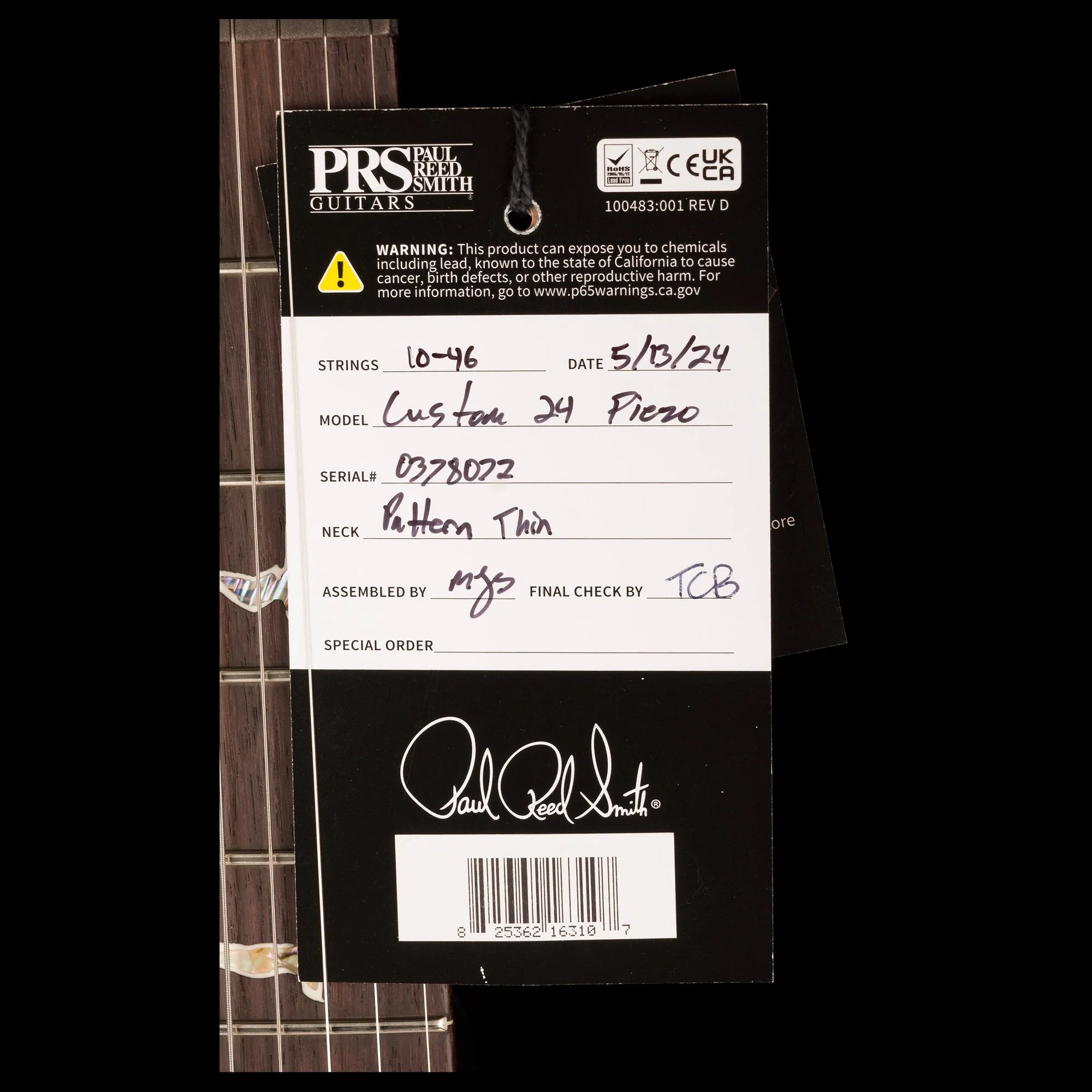 PRS Core Custom 24 Piezo Pattern Thin Gray Black with Case - Image 18