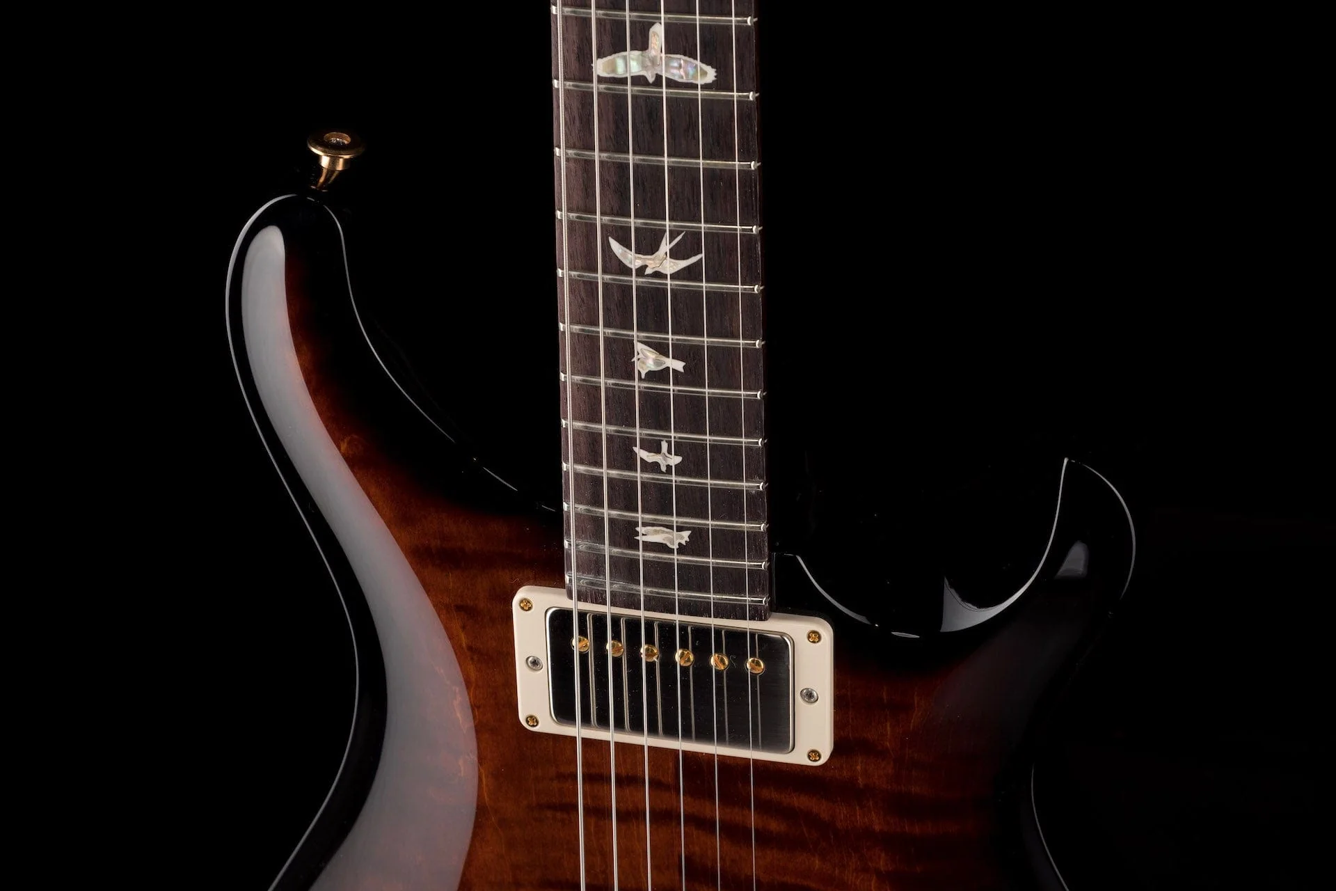 PRS Core Hollowbody II Piezo 10 Top Custom Color Dark Amber Smokewrap Burst with Case - Image 3
