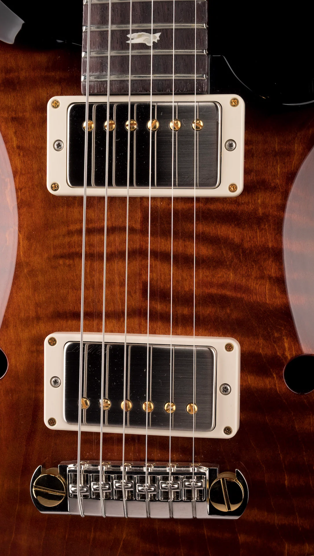PRS Core Hollowbody II Piezo 10 Top Custom Color Dark Amber Smokewrap Burst with Case - Image 7