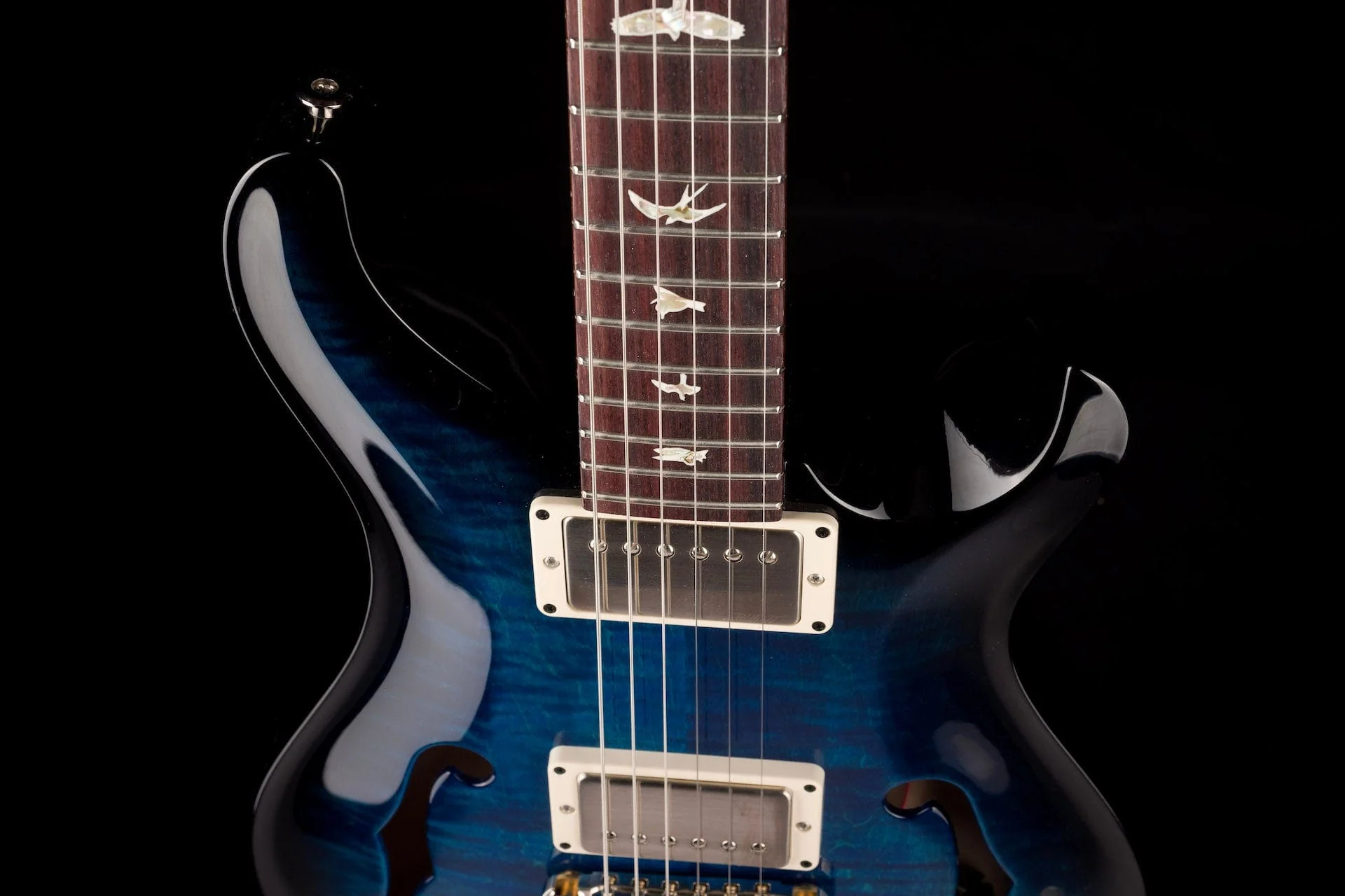 PRS Core Hollowbody II Piezo Custom Color Sapphire Smokeburst Burst with Case - Image 3