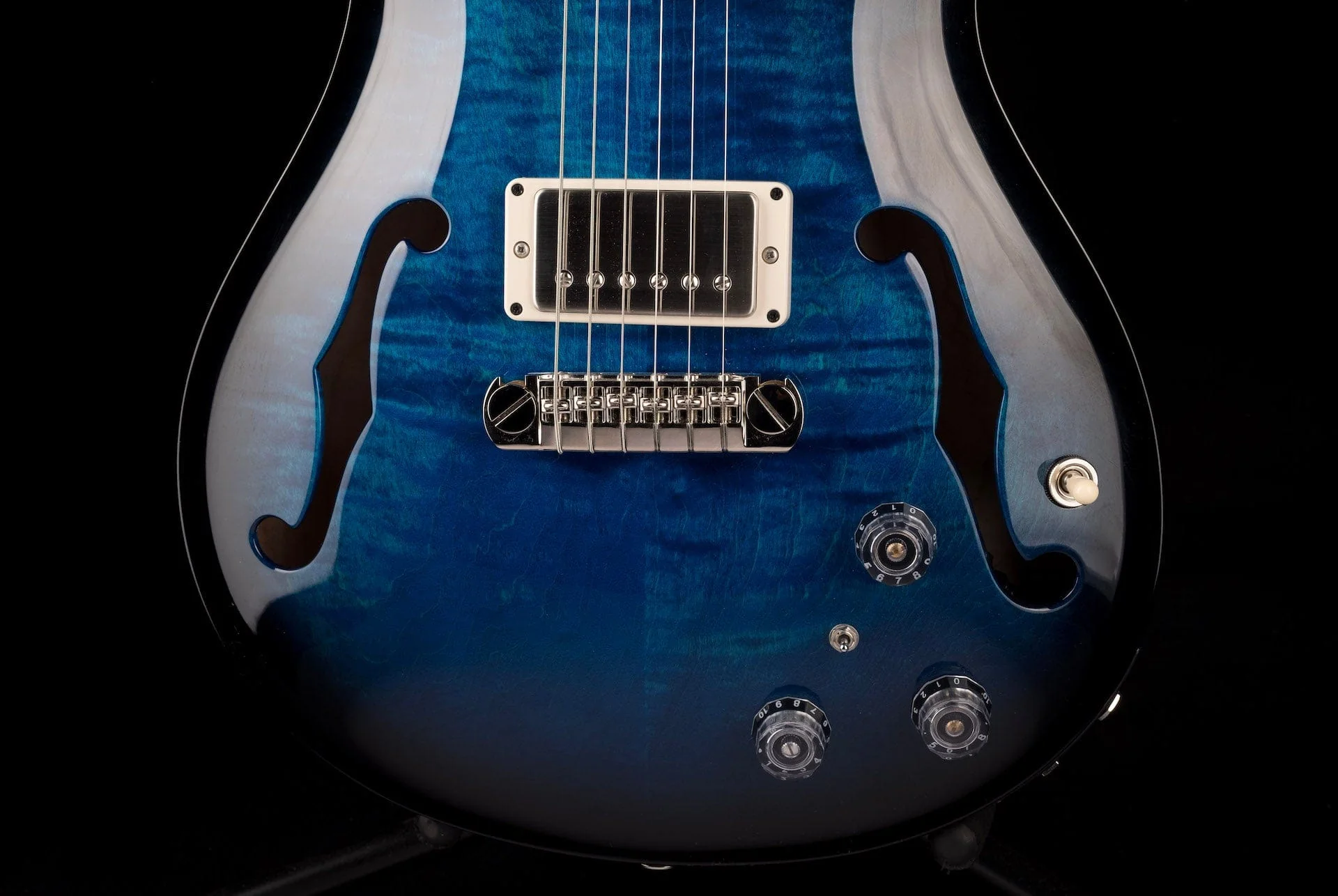 PRS Core Hollowbody II Piezo Custom Color Sapphire Smokeburst Burst with Case - Image 5