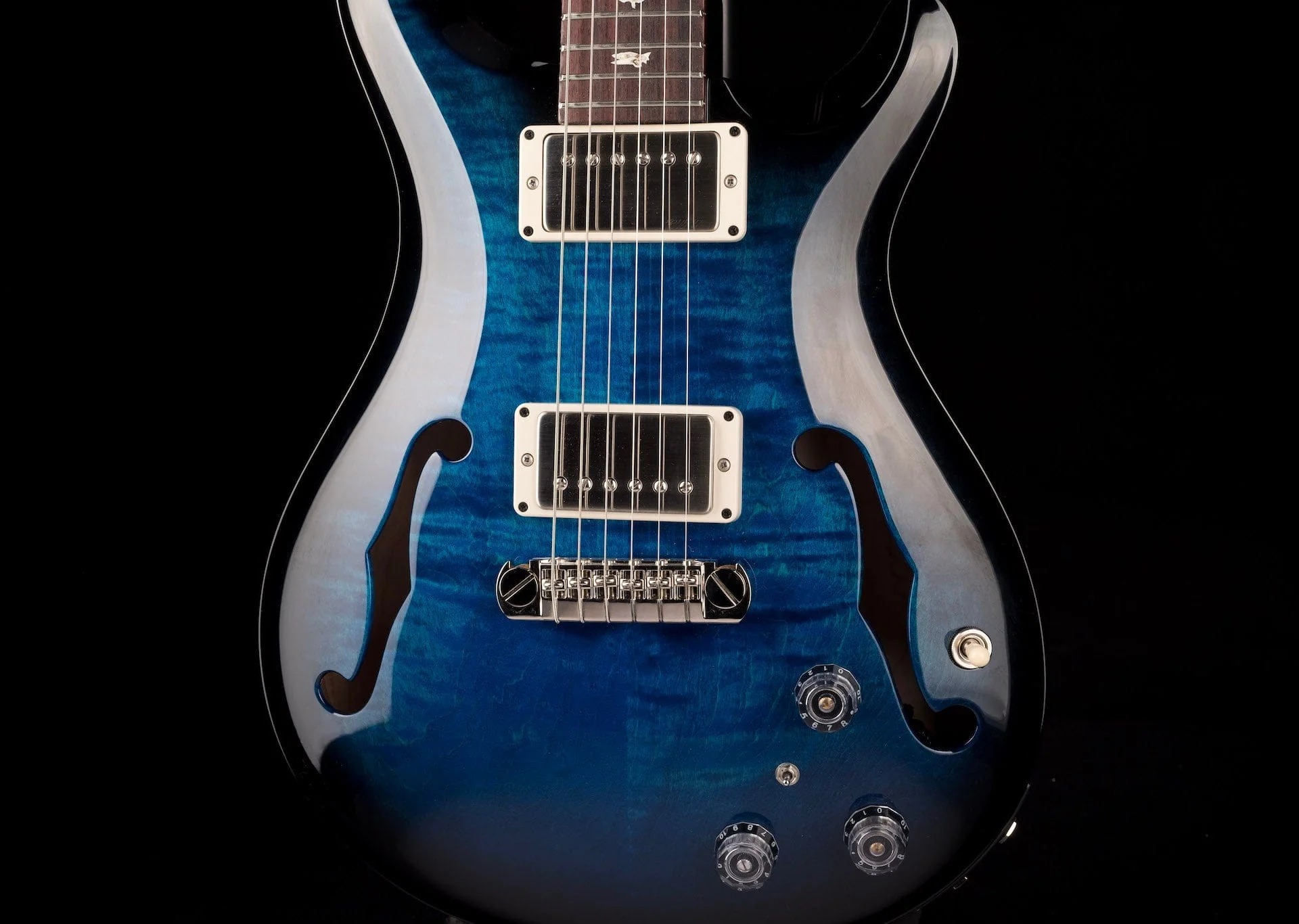 PRS Core Hollowbody II Piezo Custom Color Sapphire Smokeburst Burst with Case - Image 6
