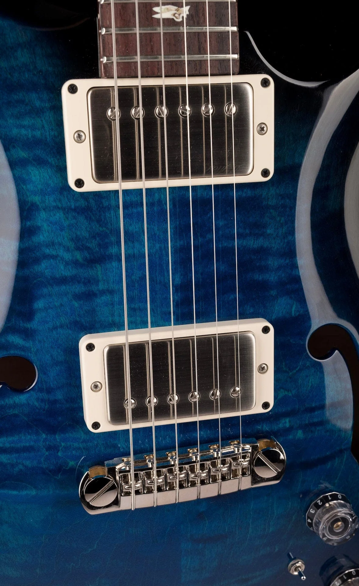 PRS Core Hollowbody II Piezo Custom Color Sapphire Smokeburst Burst with Case - Image 7