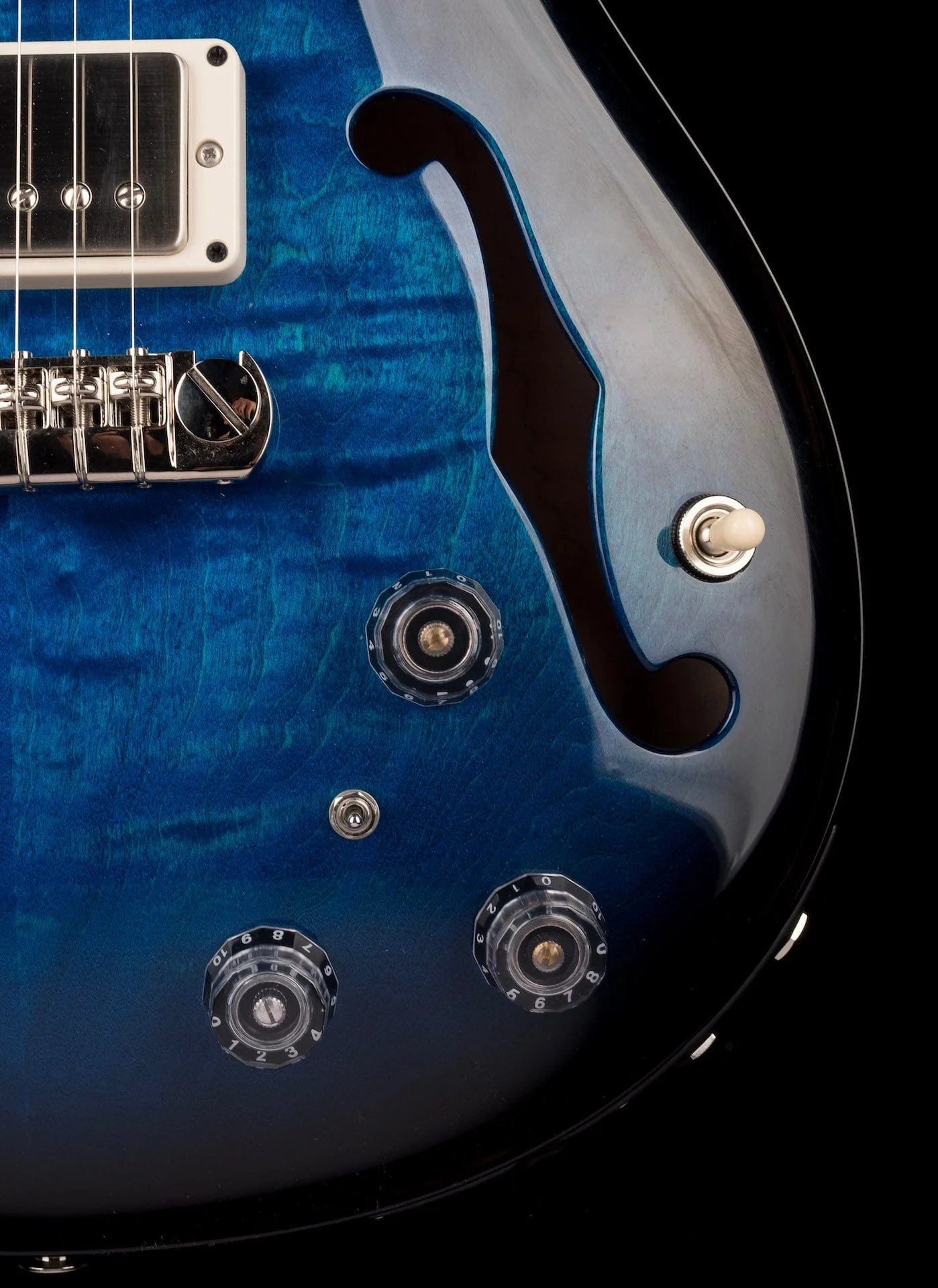 PRS Core Hollowbody II Piezo Custom Color Sapphire Smokeburst Burst with Case - Image 8