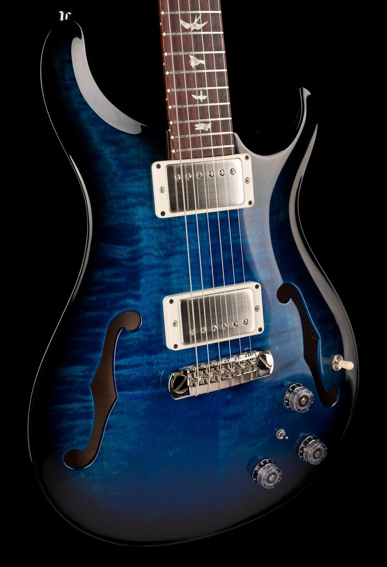 PRS Core Hollowbody II Piezo Custom Color Sapphire Smokeburst Burst with Case - Image 9