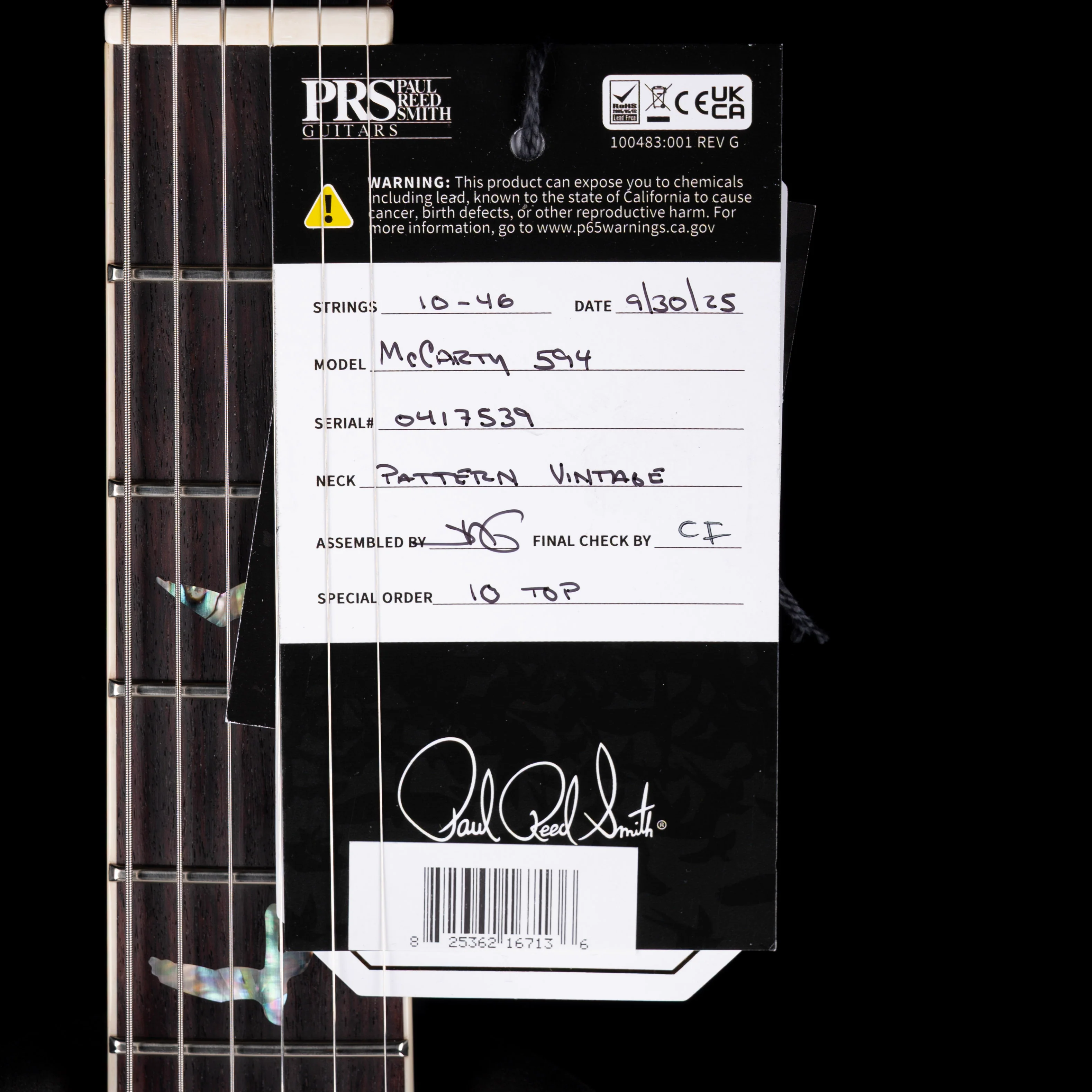 PRS Core McCarty 594 10 Top McCarty Tobacco Sunburst with Case - Image 15