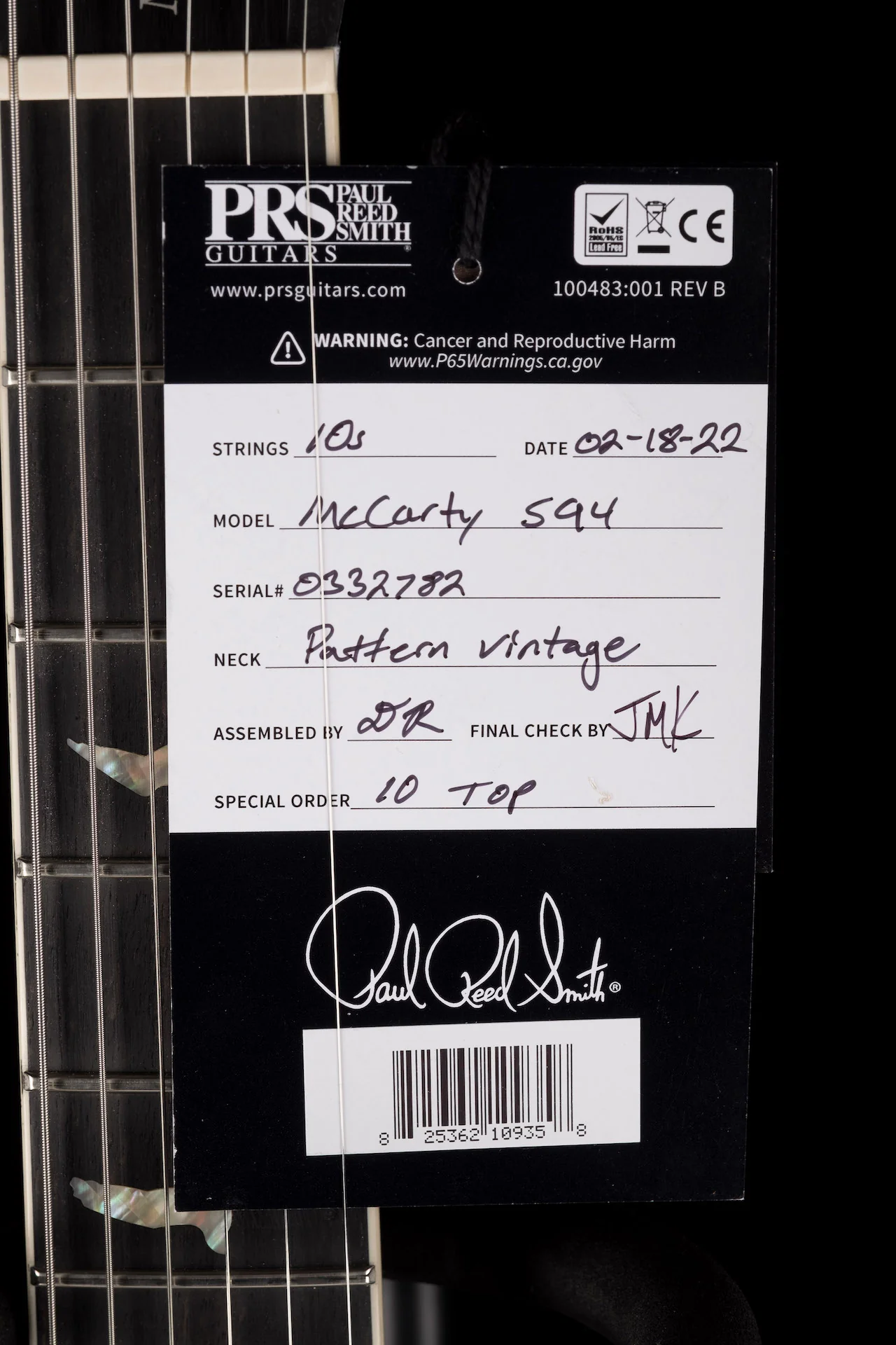 PRS Core McCarty 594 Quilt 10 Top Black Maple Neck Custom Color Solano Burst with Case - Image 17