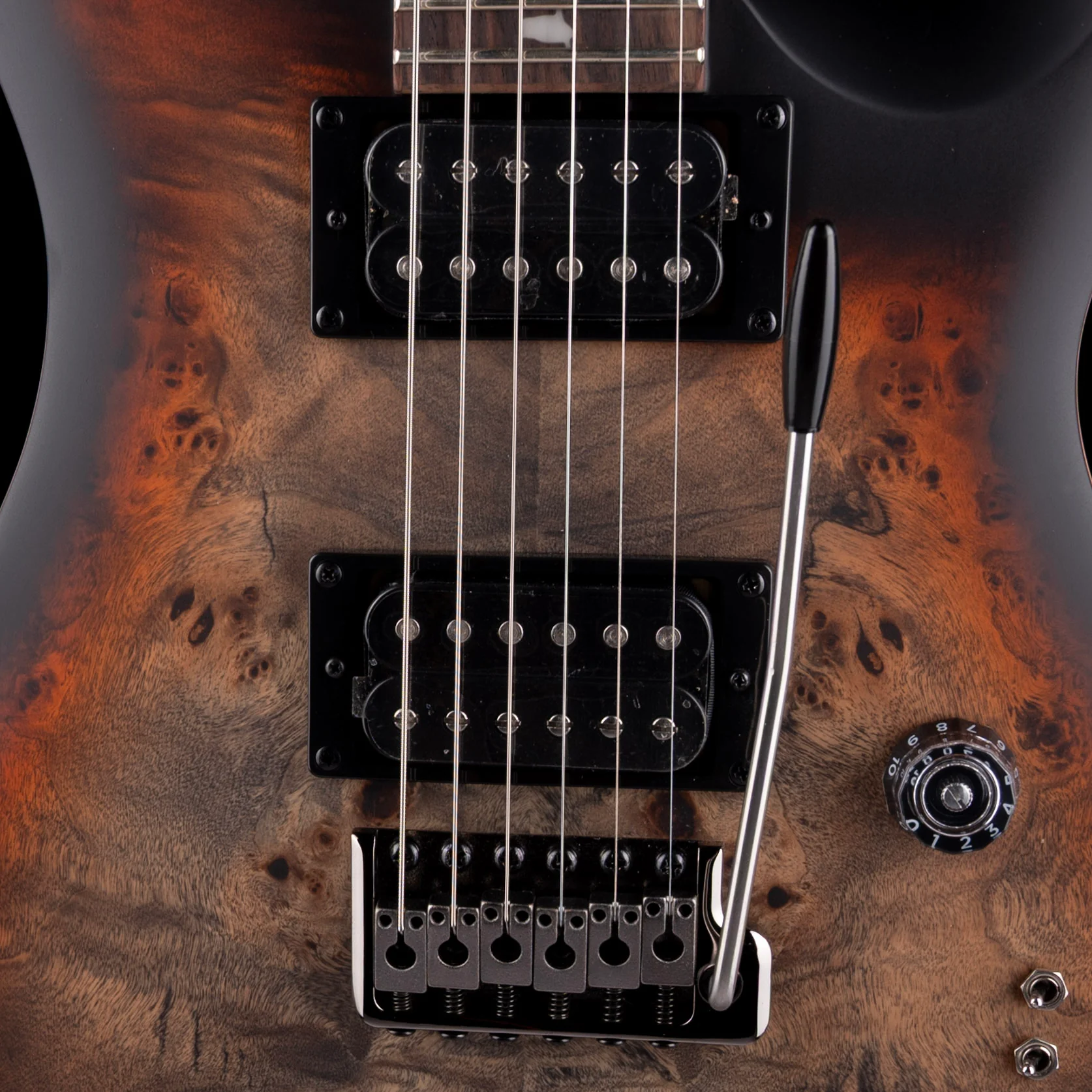 PRS SE Exotic Custom 24-08 Poplar Burls in Charcoal Cherry Midnight Burst W/ Bag - Image 4