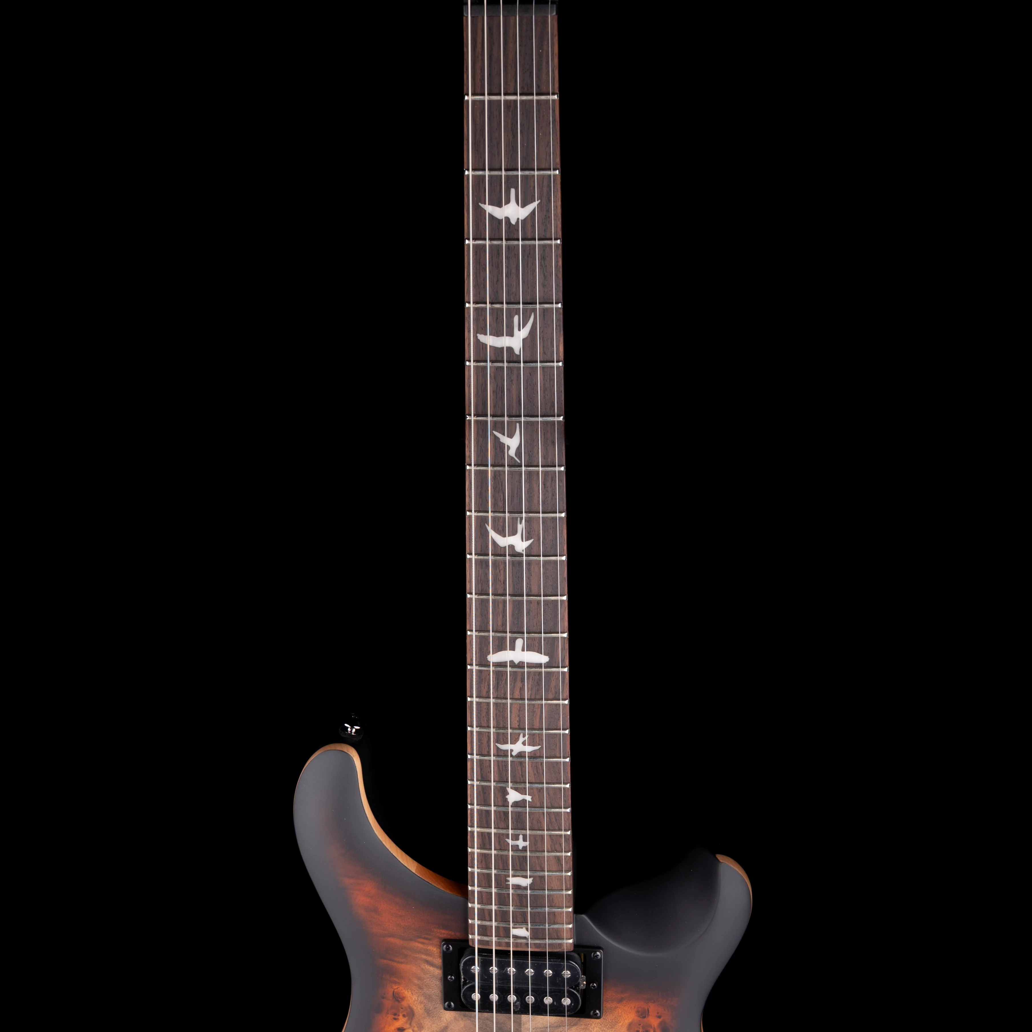 PRS SE Exotic Custom 24-08 Poplar Burls in Charcoal Cherry Midnight Burst W/ Bag - Image 7